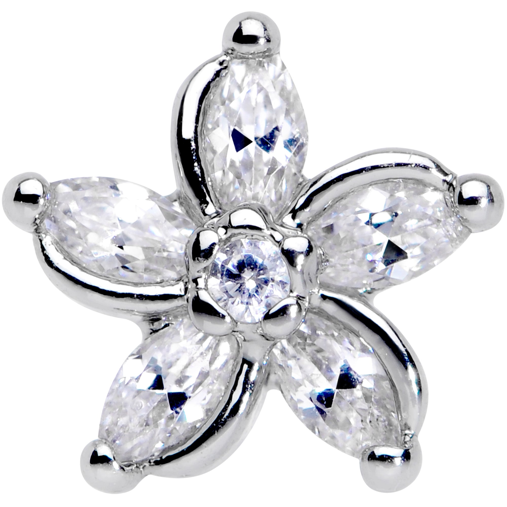 16G 5/16 Clear Gem Pretty Petals Flower Labret Monroe Tragus