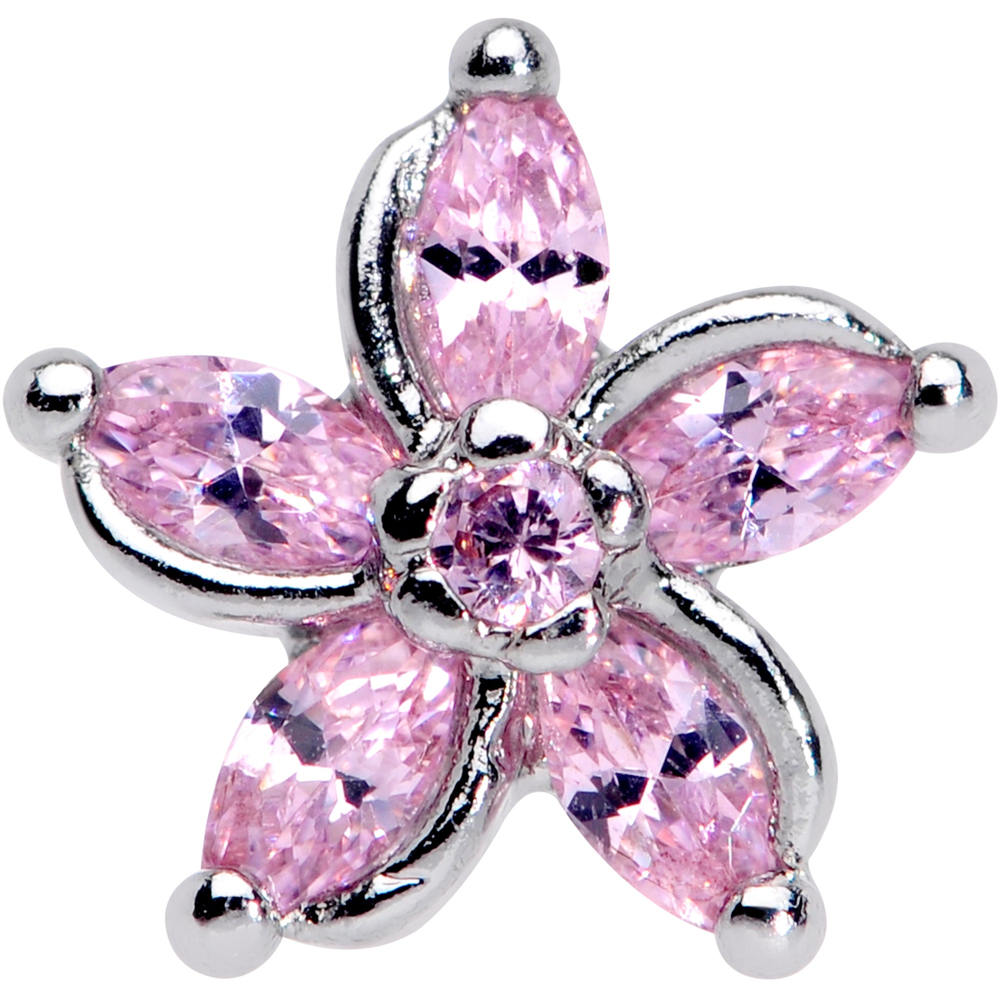 16G 5/16 Pink Gem Pretty Petals Flower Labret Monroe Tragus