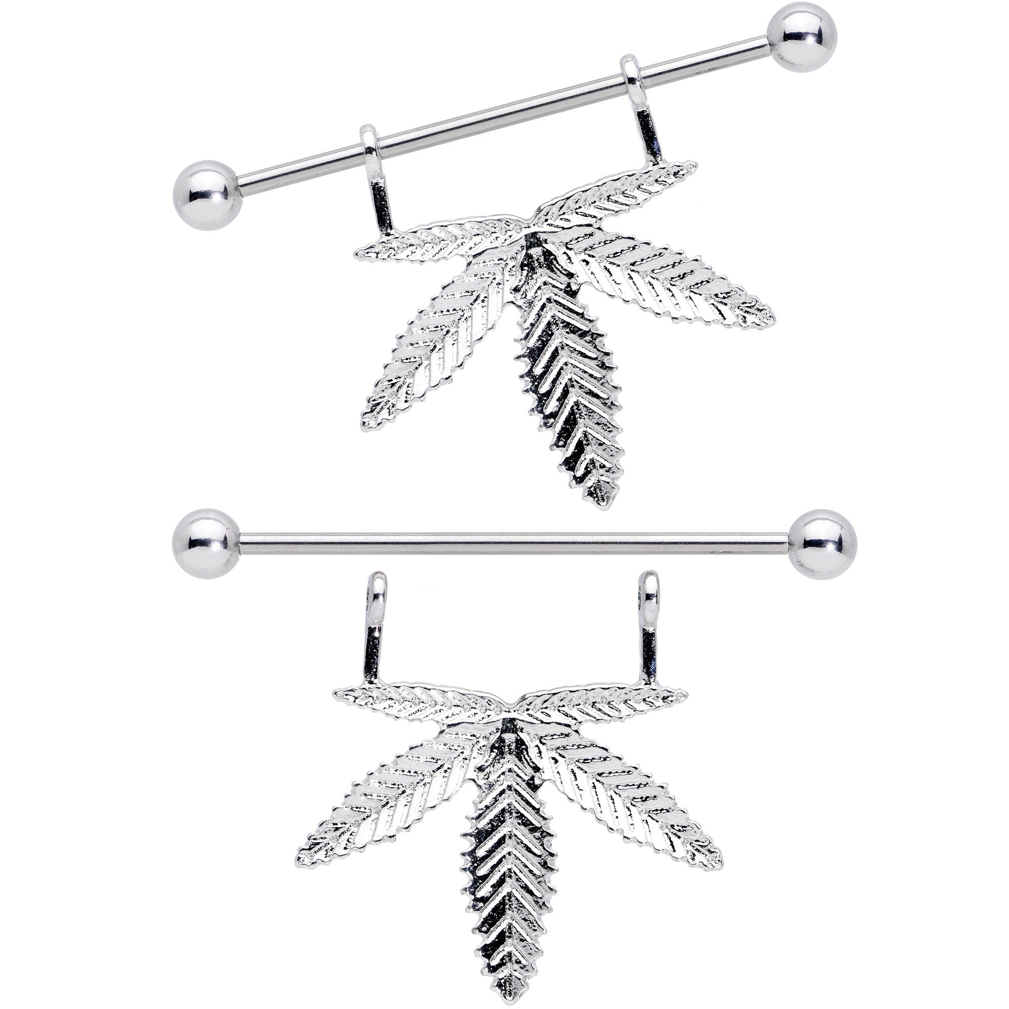 14G 11/16 Hanging Pot Leaf Dangle Nipple Shield Set