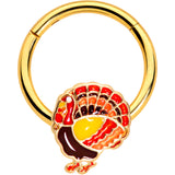 16 Gauge 3/8 Gold Tone Turkey Thanksgiving Hinged Segment Ring