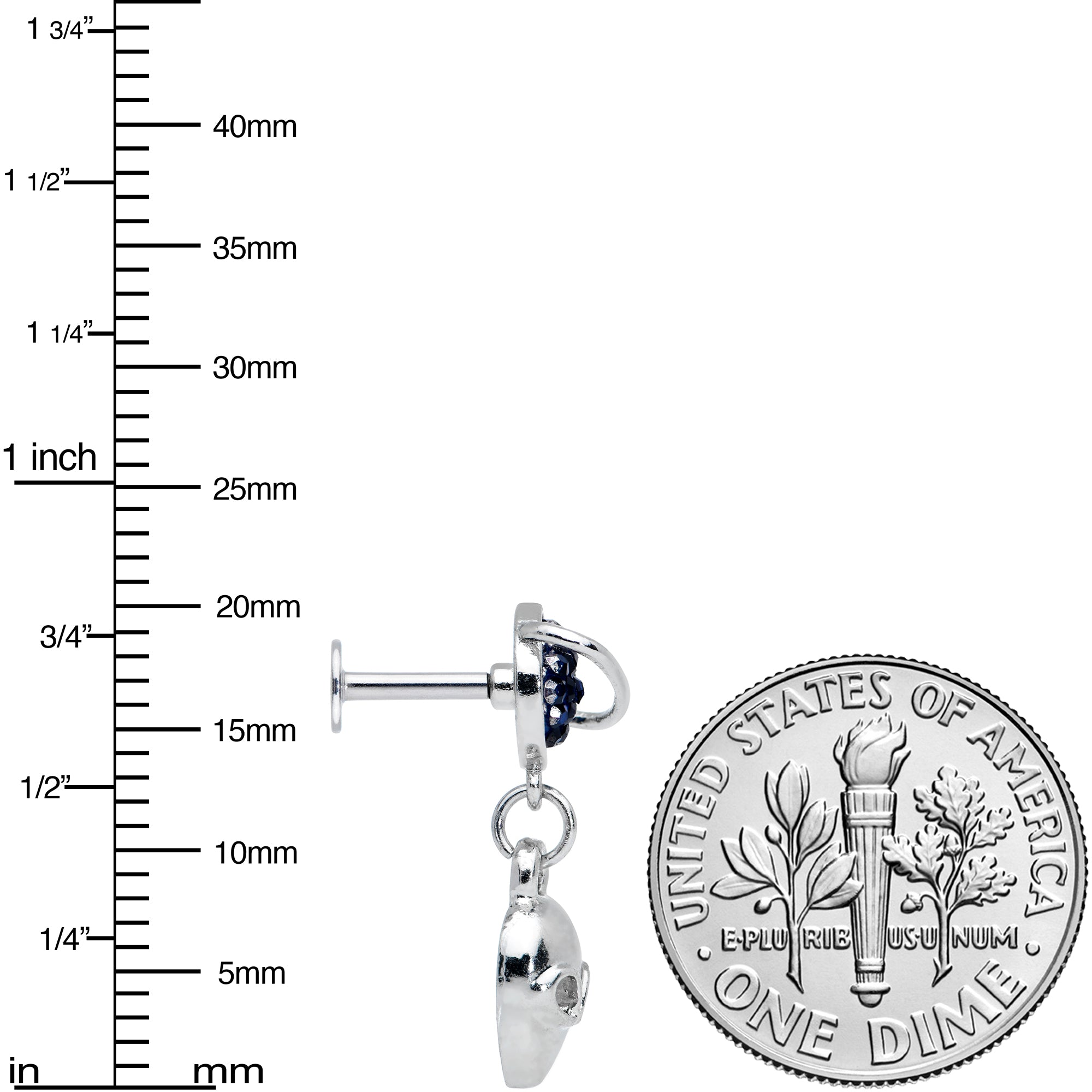 16G 1/4 Alien Blue Planet Dangle Labret Monroe Tragus