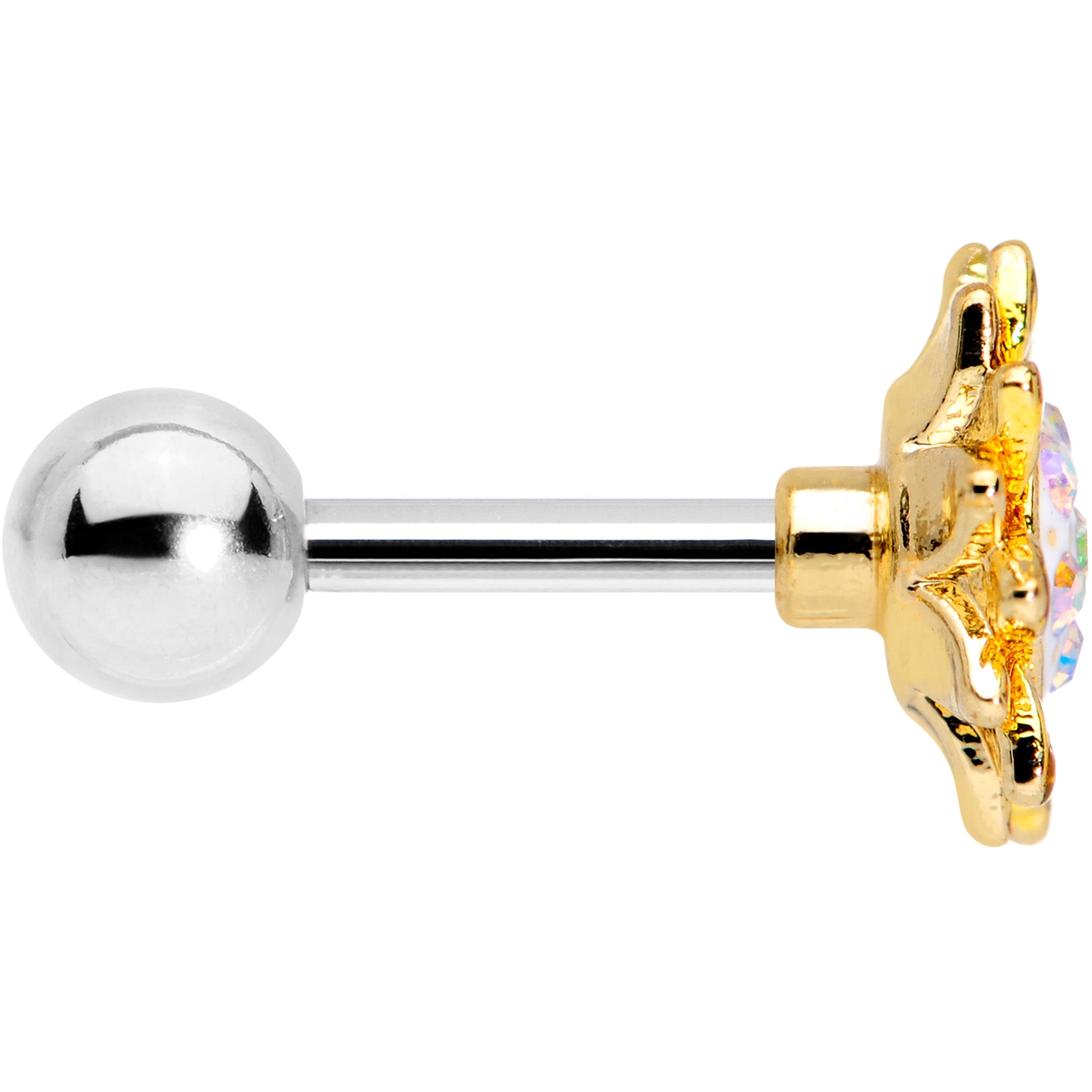 16G 1/4 Aurora Gem Scintillating Sunflower Cartilage Tragus