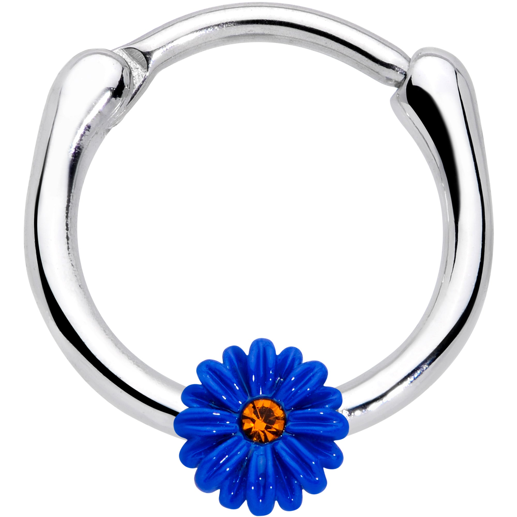 16G 3/8 Yellow Gem Blue Sunflower Cartilage Clicker