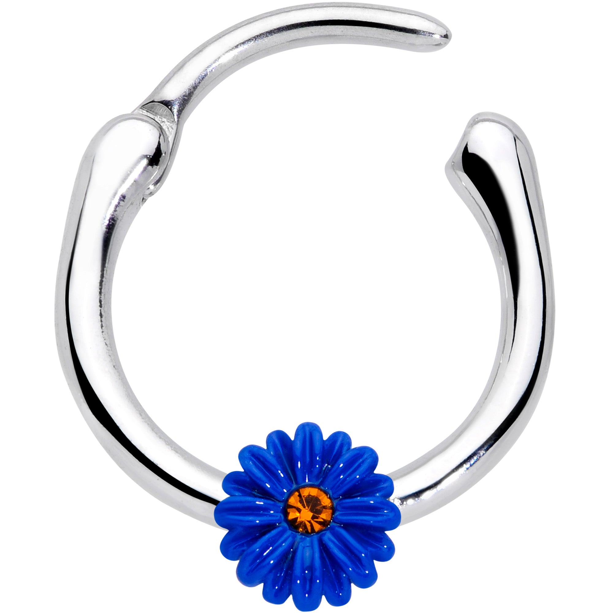 16G 3/8 Yellow Gem Blue Sunflower Cartilage Clicker