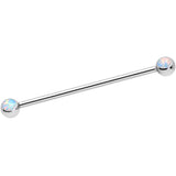 14 Gauge White Faux Opal Ball Ends Industrial Barbell 35mm