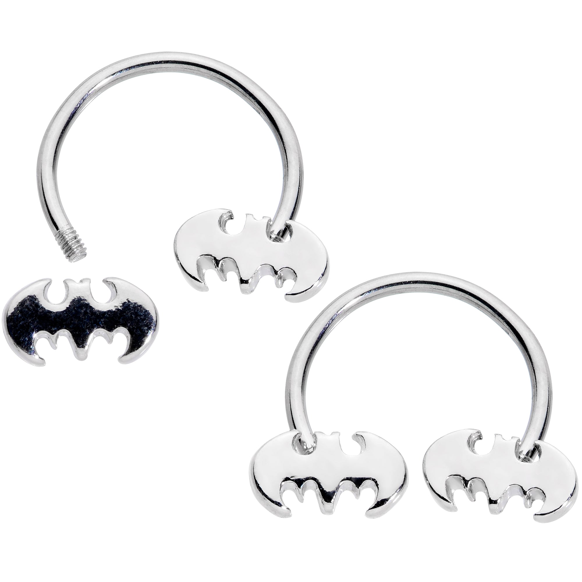 18G 3/8 Licensed DC Comics Batman Horseshoe Circular Barbell Set