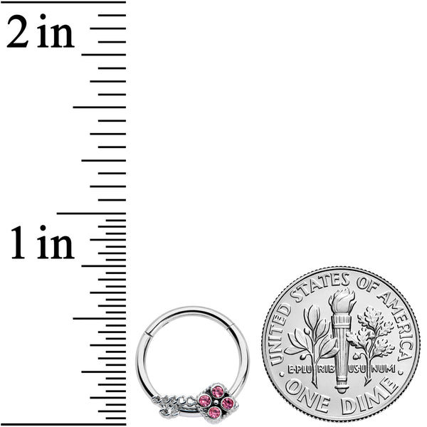 16 Gauge 3/8 Pink Gem Open Key Hinged Segment Ring