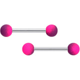 14 Gauge 9/16 Pink Purple Ombre Soft Finish Barbell Nipple Ring Set