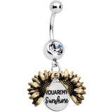 Clear Gem Sunflower Secret You Are My Sunshine Dangle Belly Ring