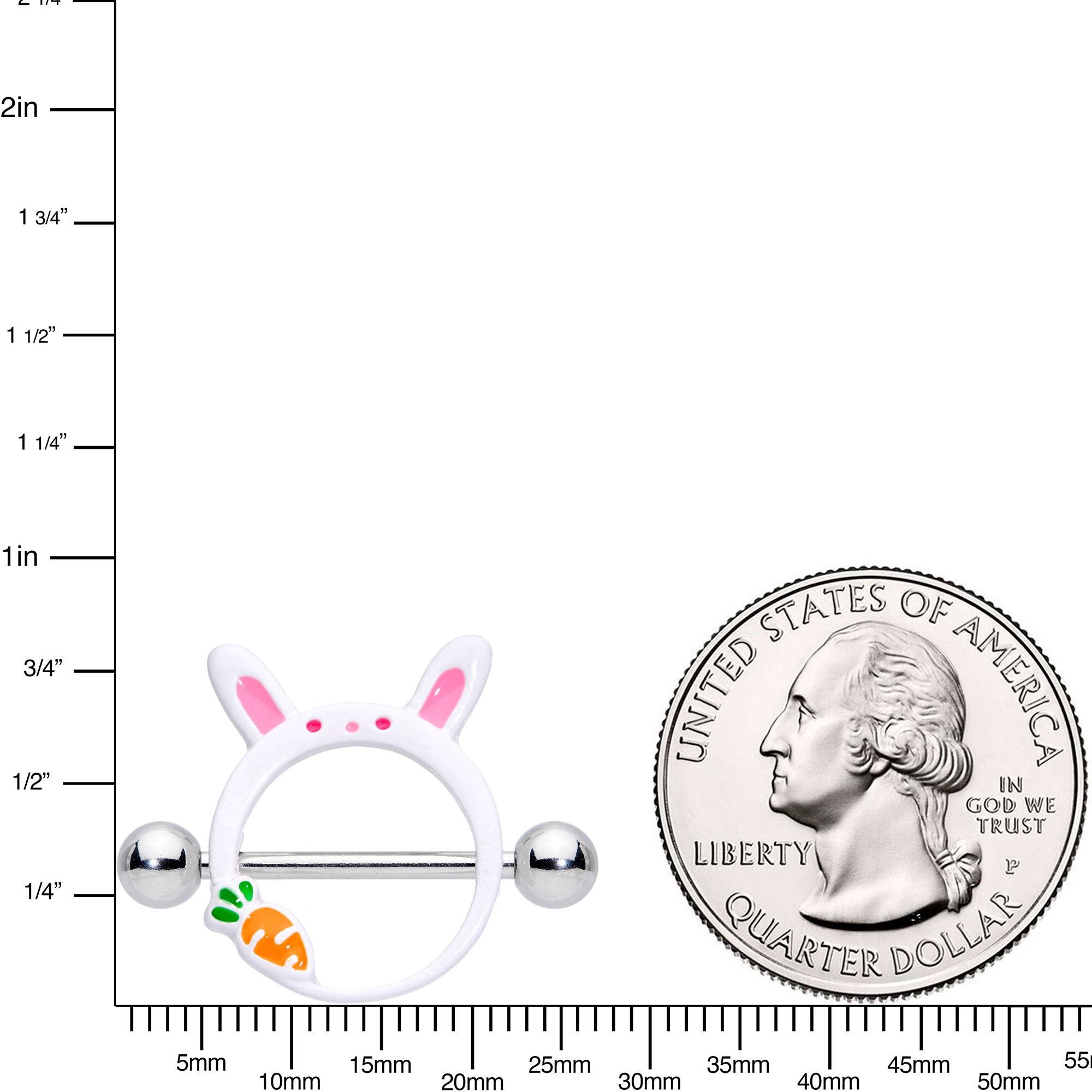 14G 9/16 Carrot White Easter Bunny Nipple Shield Set