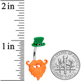 Green Hat Bearded Leprechaun St Patricks Day Belly Ring