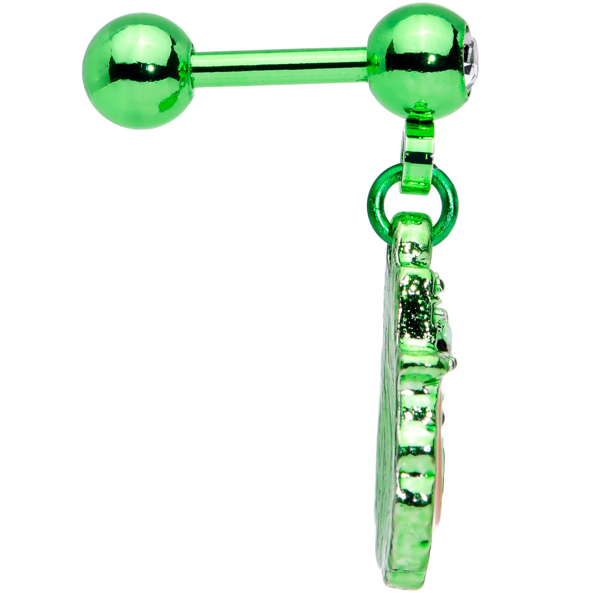 16G 1/4 Green Gem Leprechaun St Patricks Day Dangle Cartilage