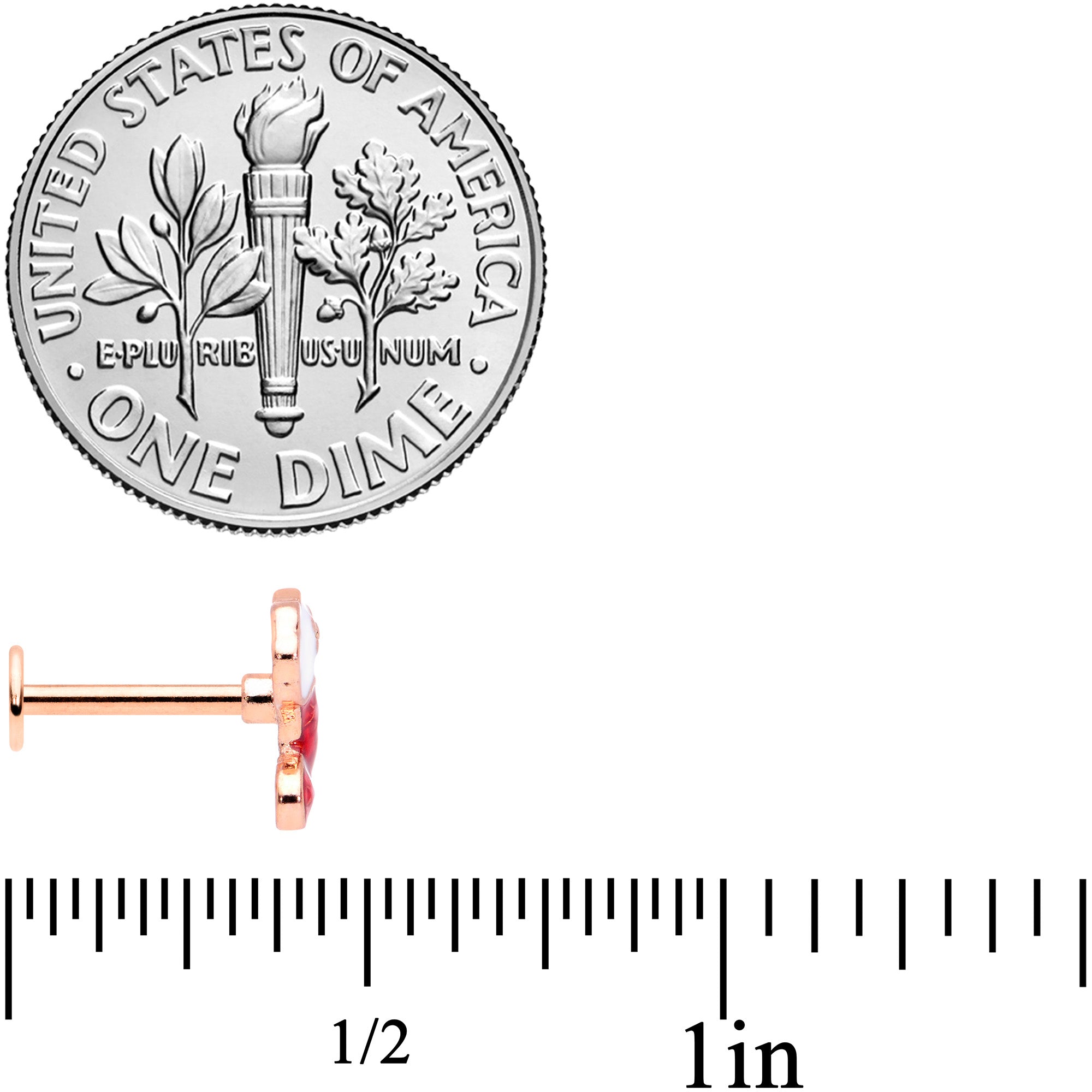 16G 5/16 Rose Gold Tone Red Christmas Stocking Labret Tragus