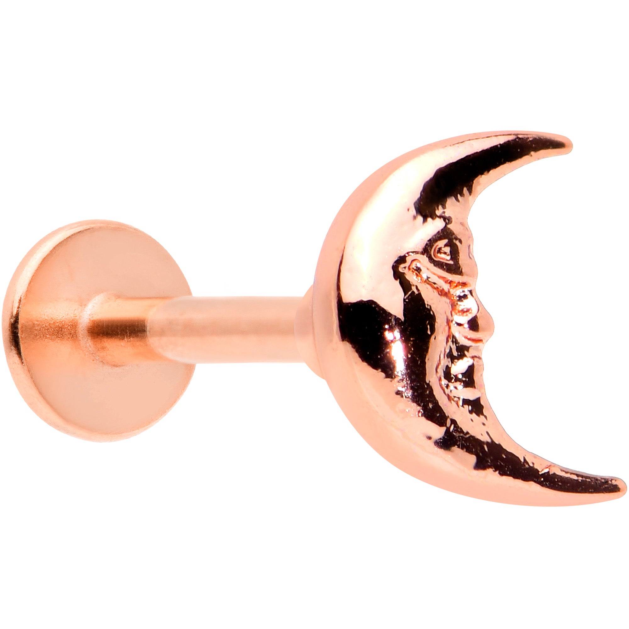 16G 5/16 Rose Gold Tone Face in the Moon Labret Monroe Tragus