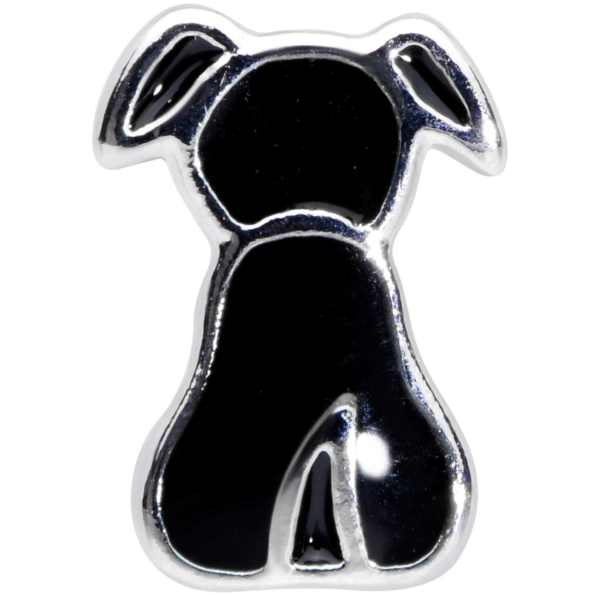 16 Gauge 1/4 Black Sitting Dog Cartilage Tragus Earring