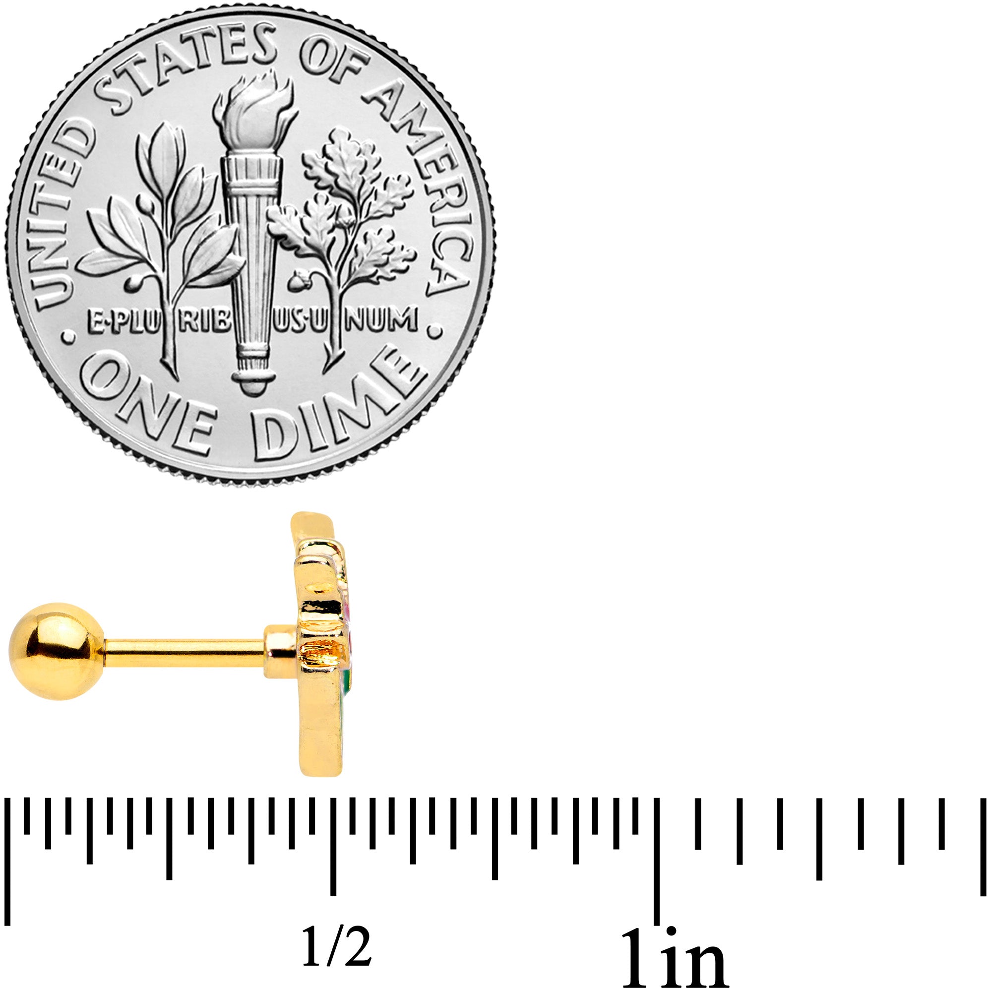 16G 1/4 Gold Tone Springtime Red Tulip Flower Cartilage Earring