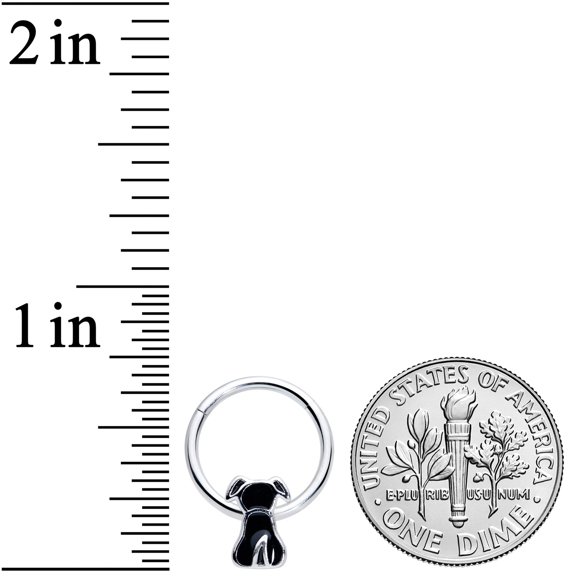 16G 3/8 Black Sitting Dog Hinged Segment Ring
