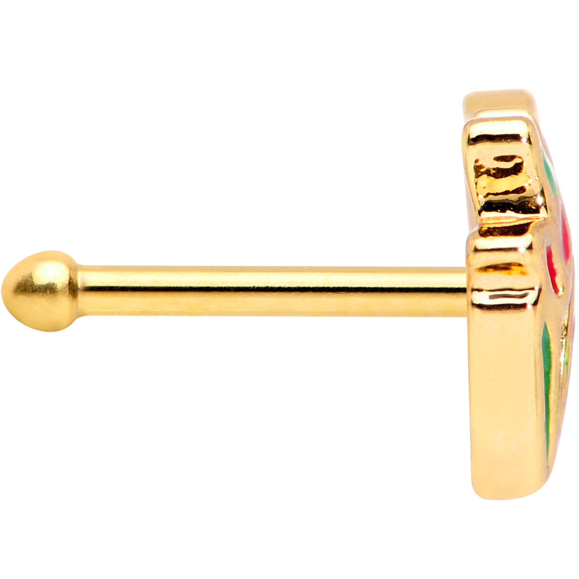 20G 1/4 Gold Tone Springtime Red Tulip Flowers Nose Bone