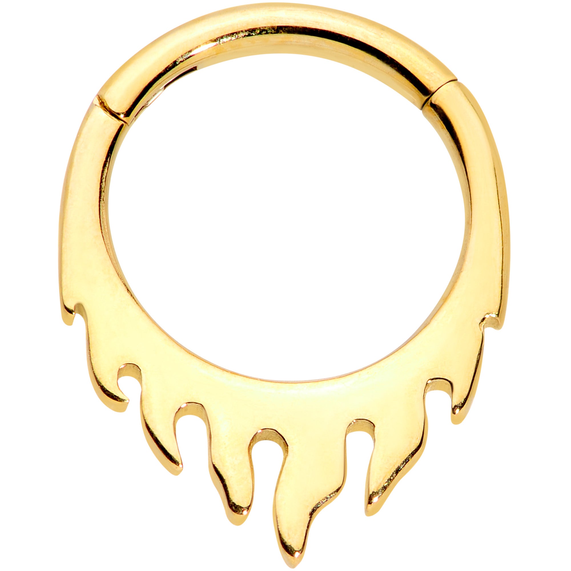 16G 5/16 Gold Tone Flames of Style Fire Hinged Segment Ring