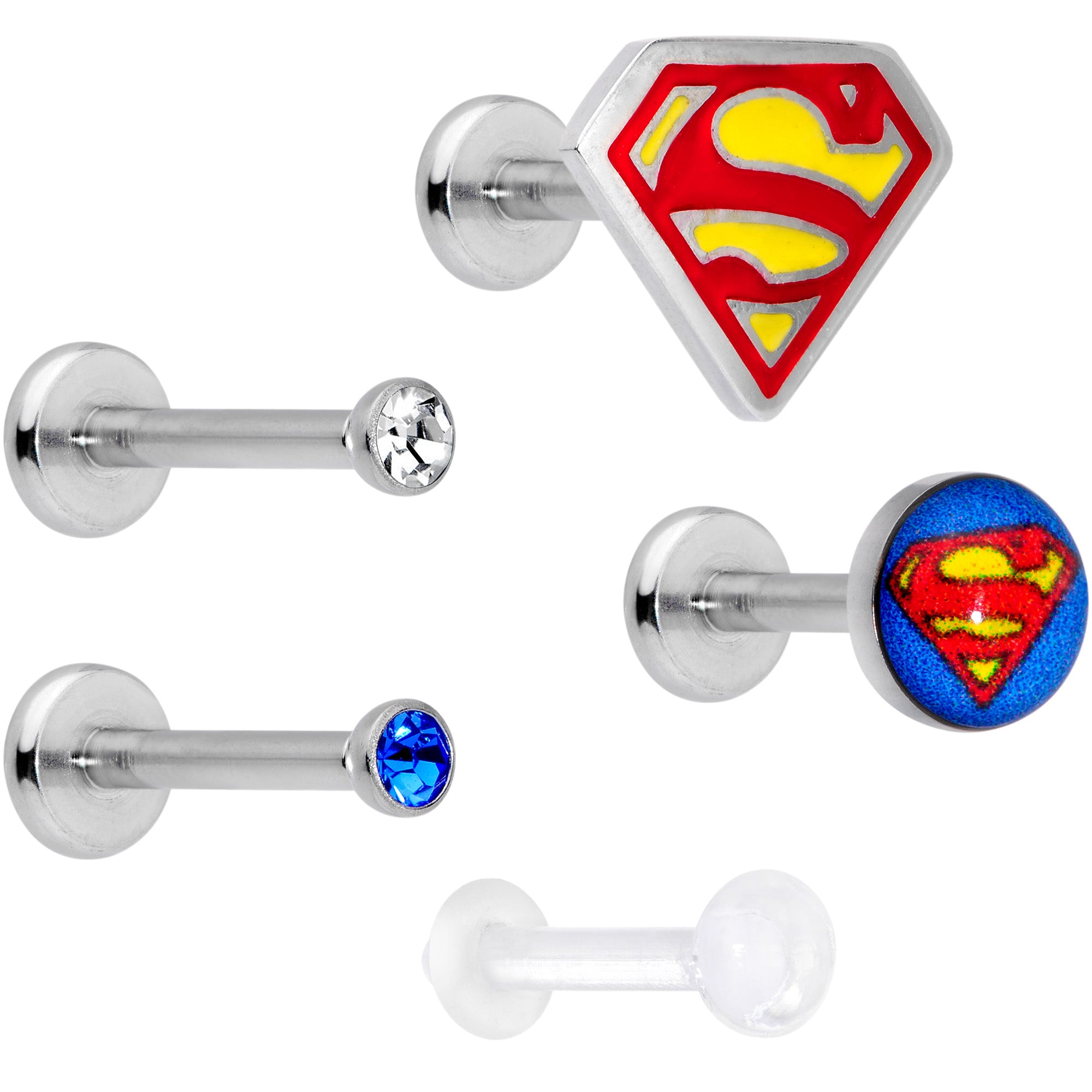 16G 5/16 Officially Licensed Marvel Superman Labret Set of 5