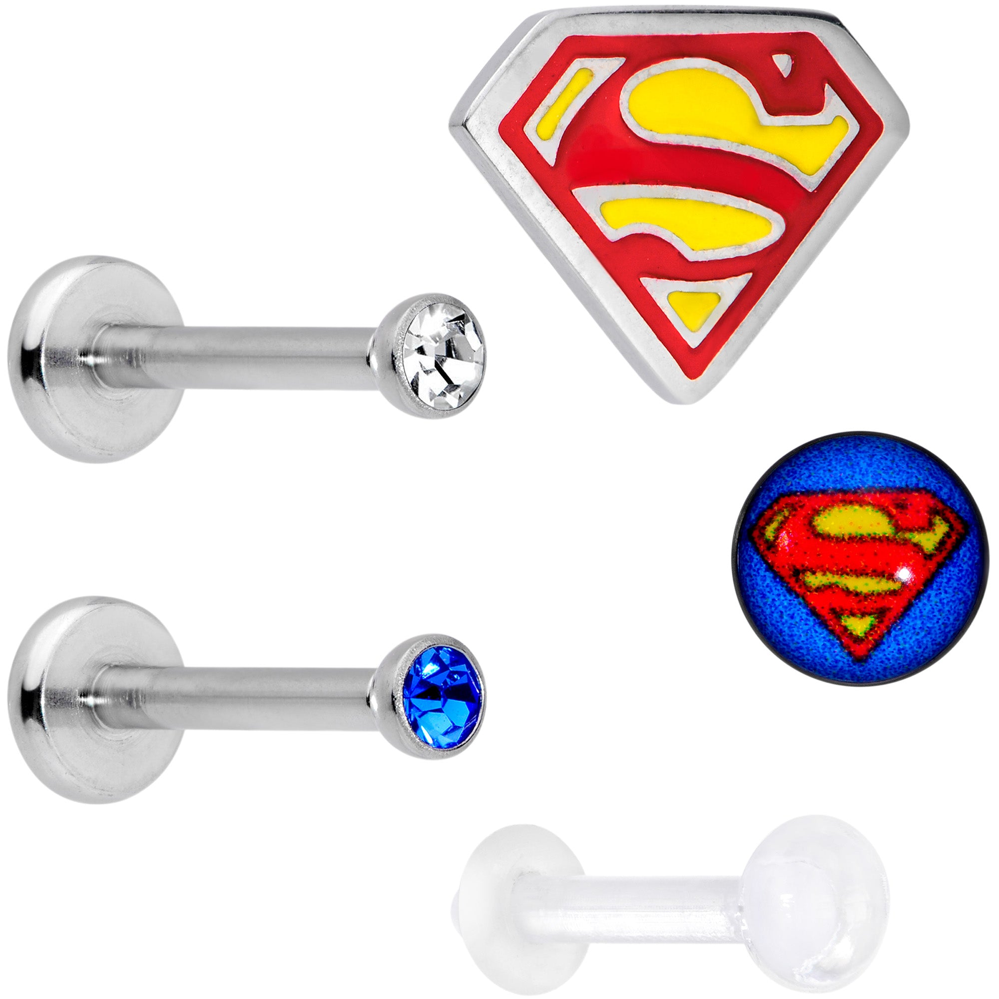 16G 5/16 Officially Licensed Marvel Superman Labret Set of 5
