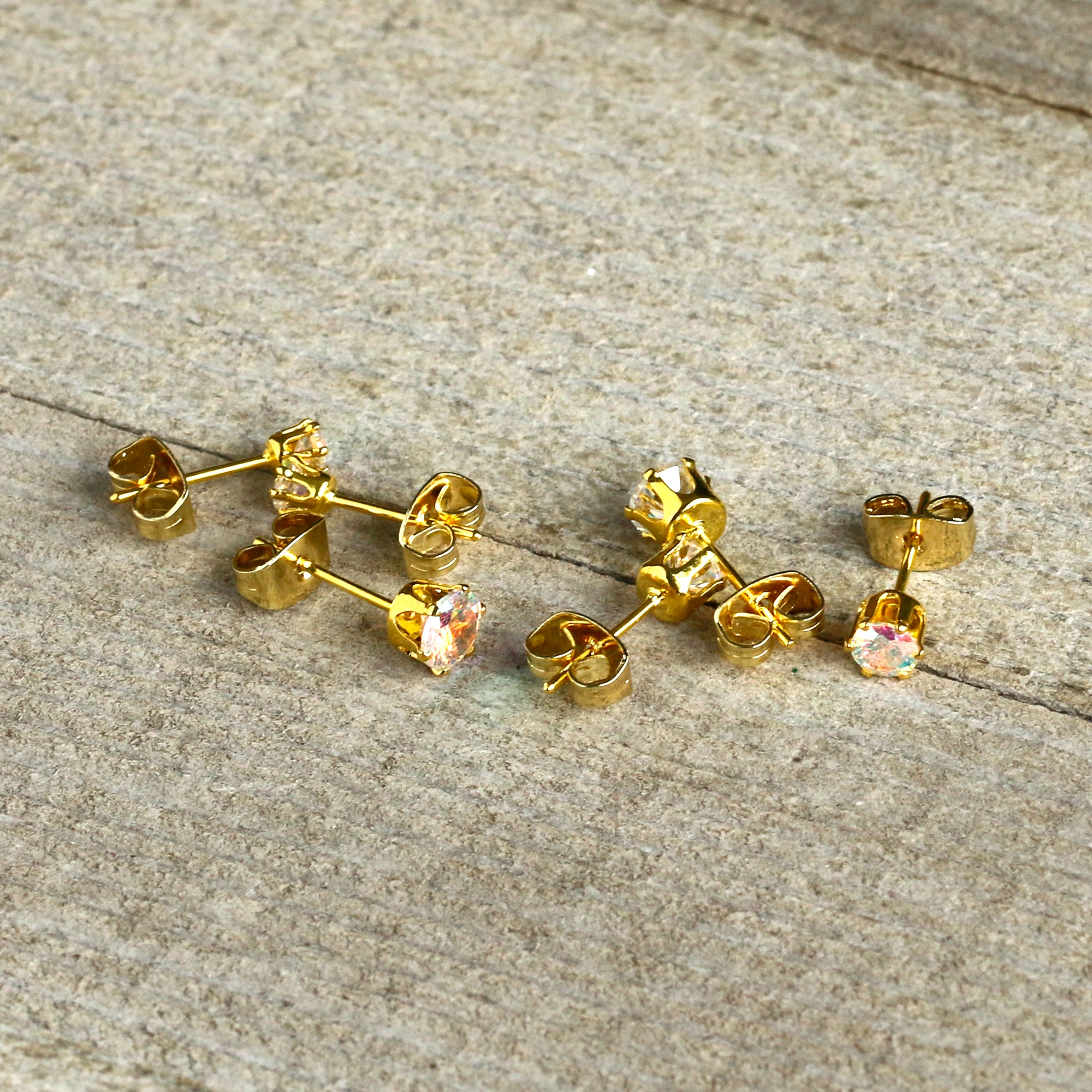 Pink CZ Tulip Rose Golden Sterling Silver Stud Earrings – Neshe Fashion  Jewelry