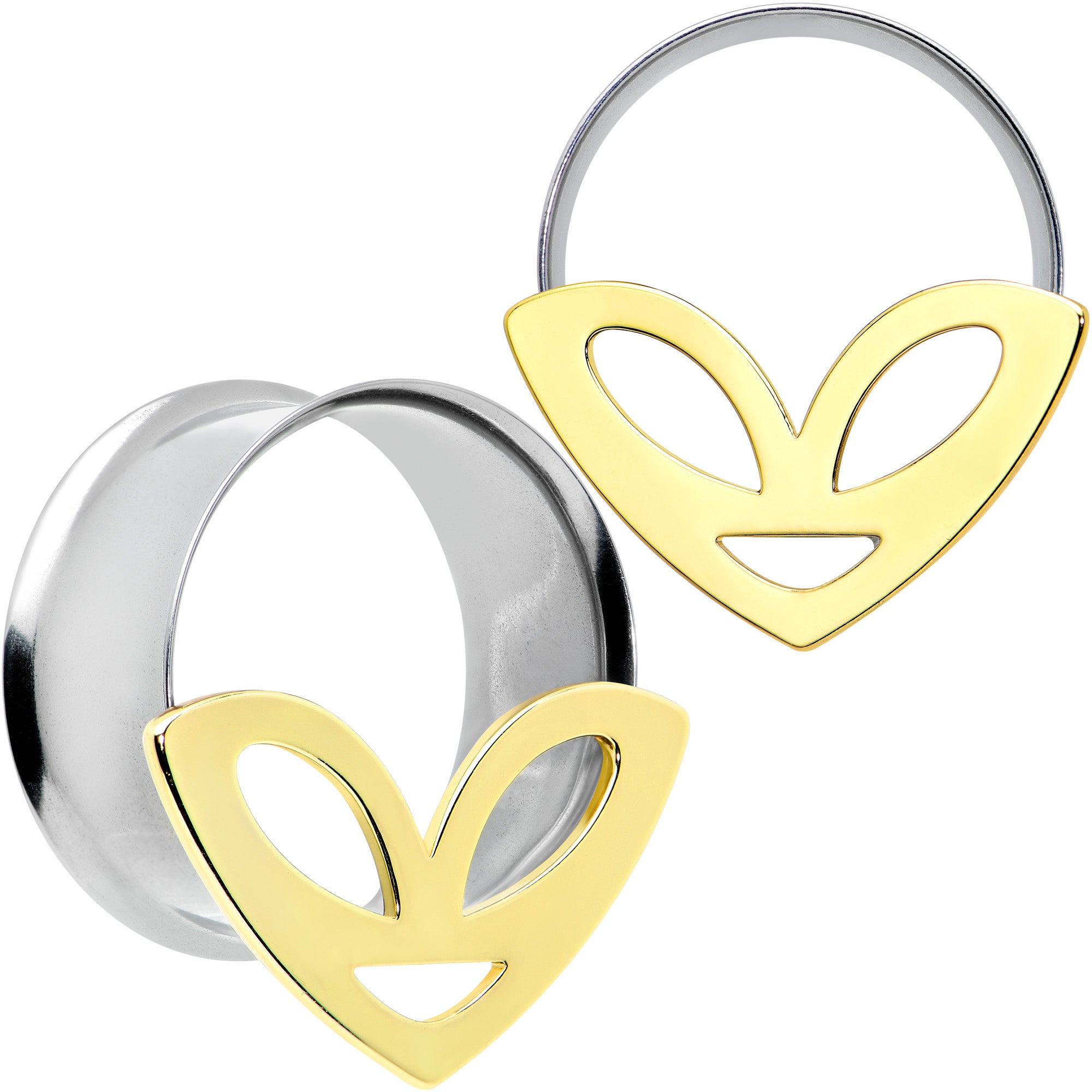 Two Tone Alien Face Double Flare Tunnel Plug Set