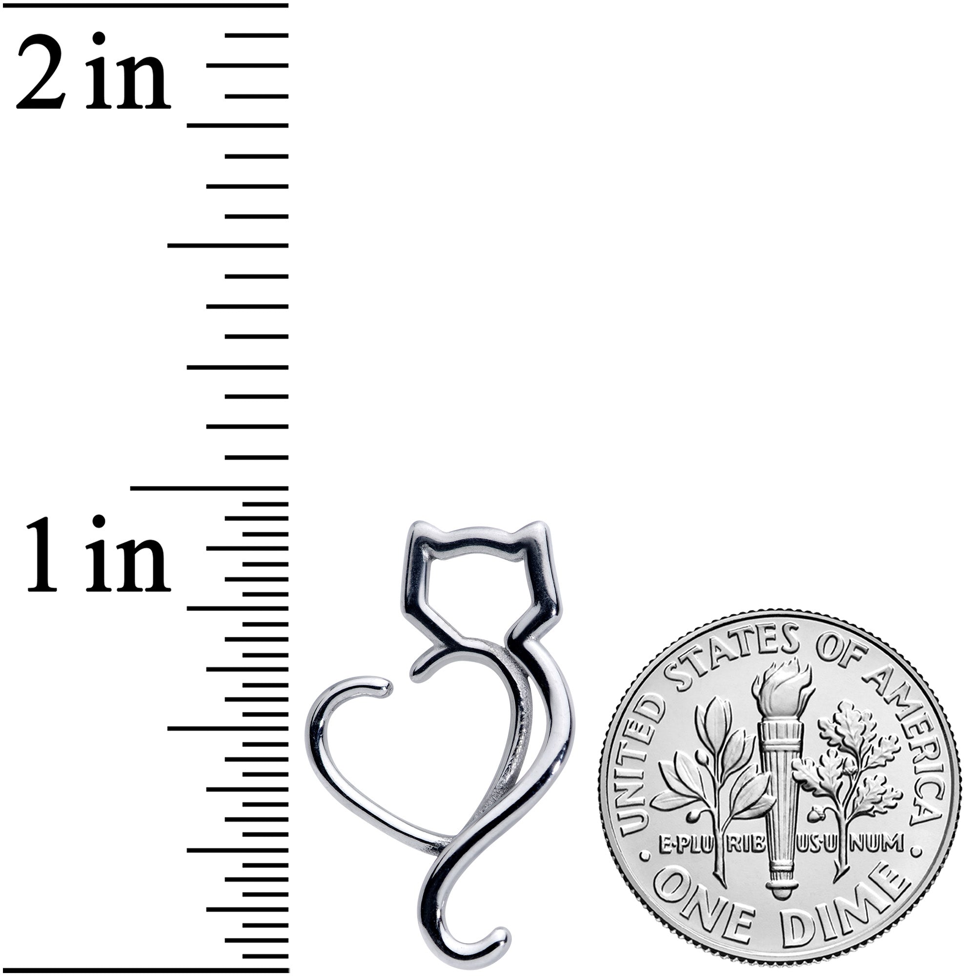 16G 5/16 Cat Lover Heart Kitty Closure Ring