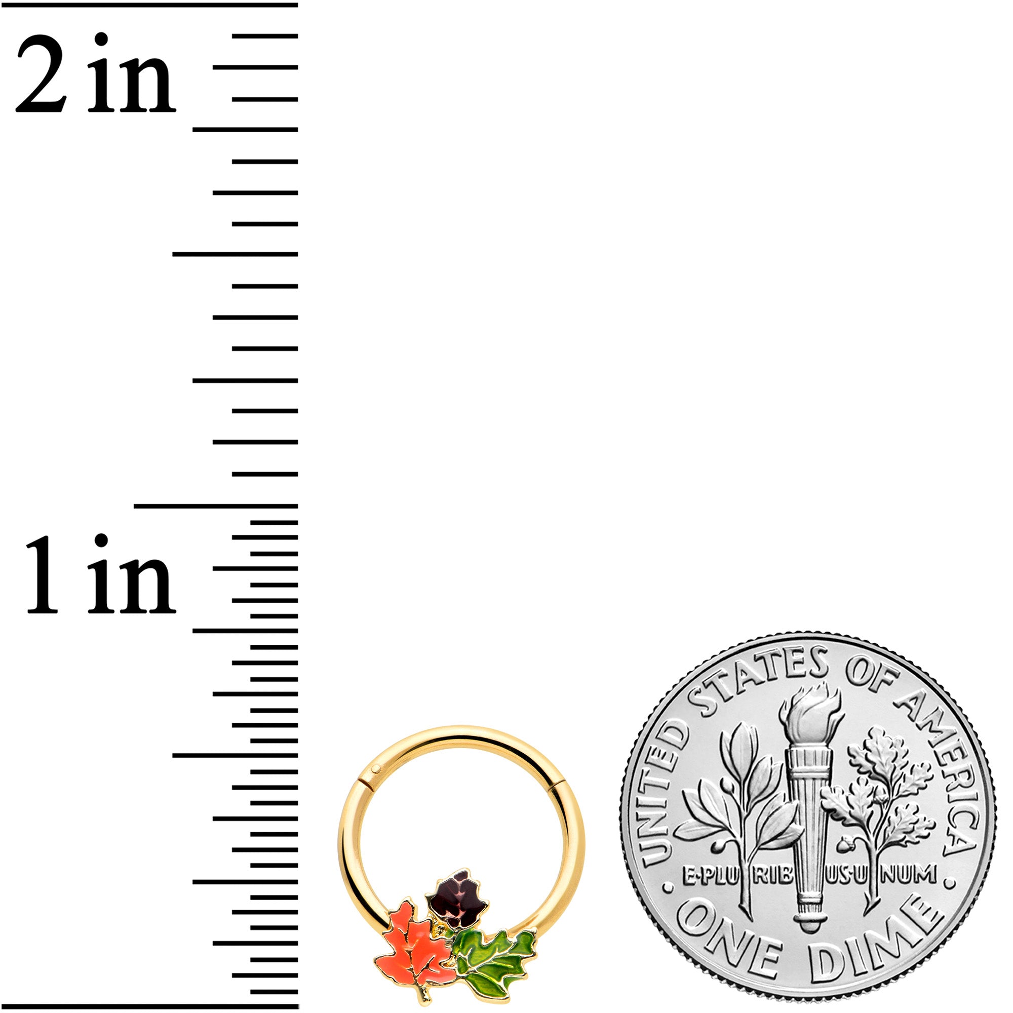 16G 3/8 Gold Tone Lovely Autumn Leaves Hinged Segment Ring