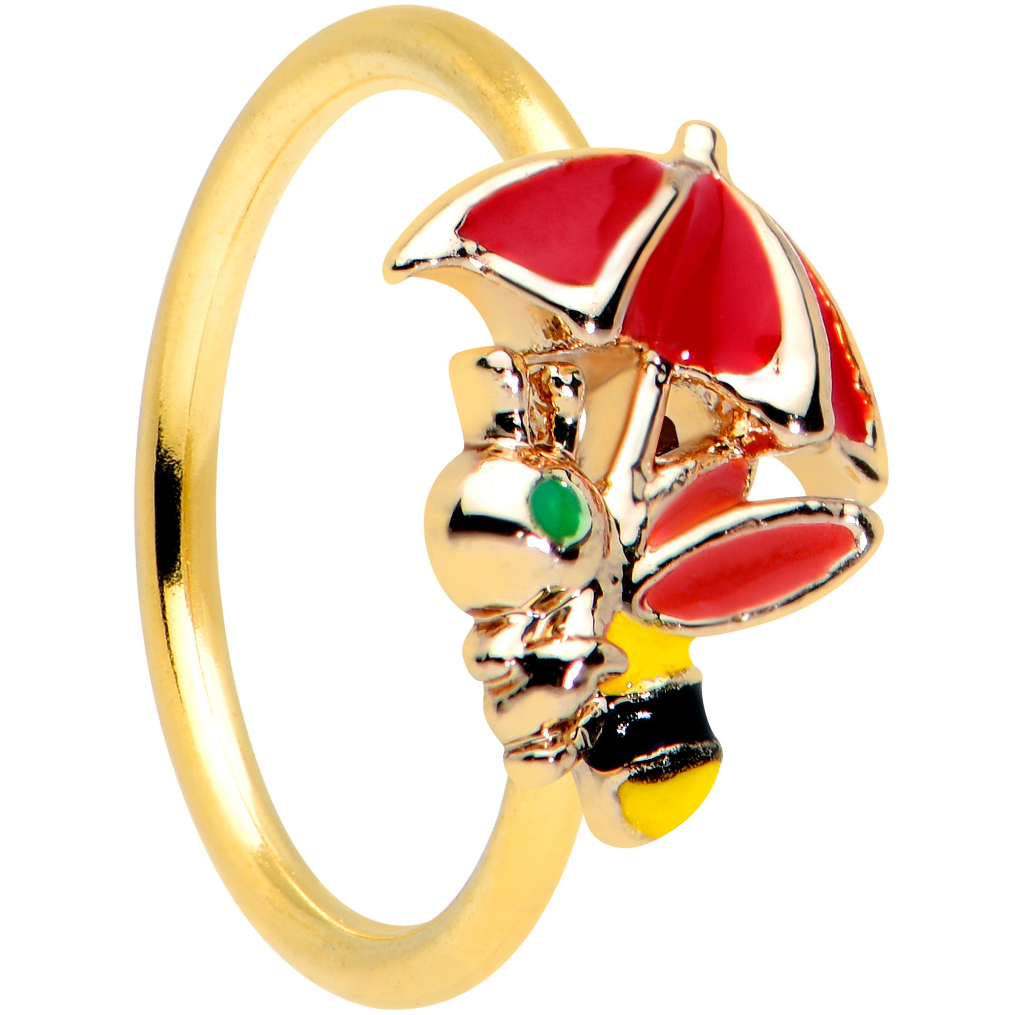 20G 5/16 Gold Tone Rainy Day Umbrella Bee Nose Hoop