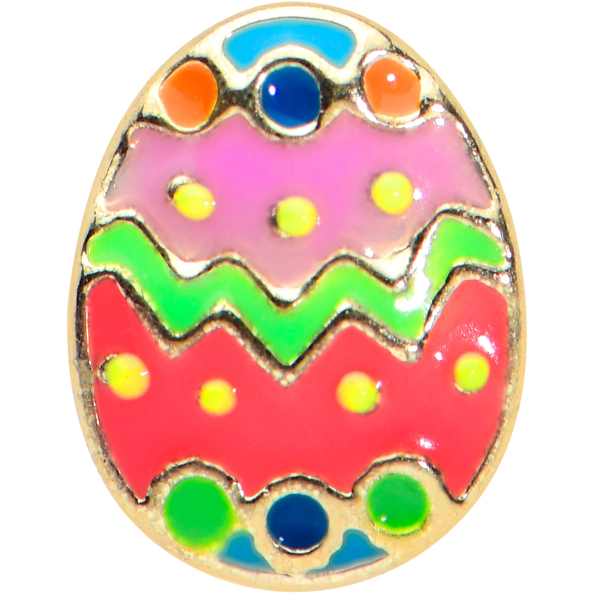 16G 1/4 Gold Tone Funky Painted Easter Egg Cartilage Tragus