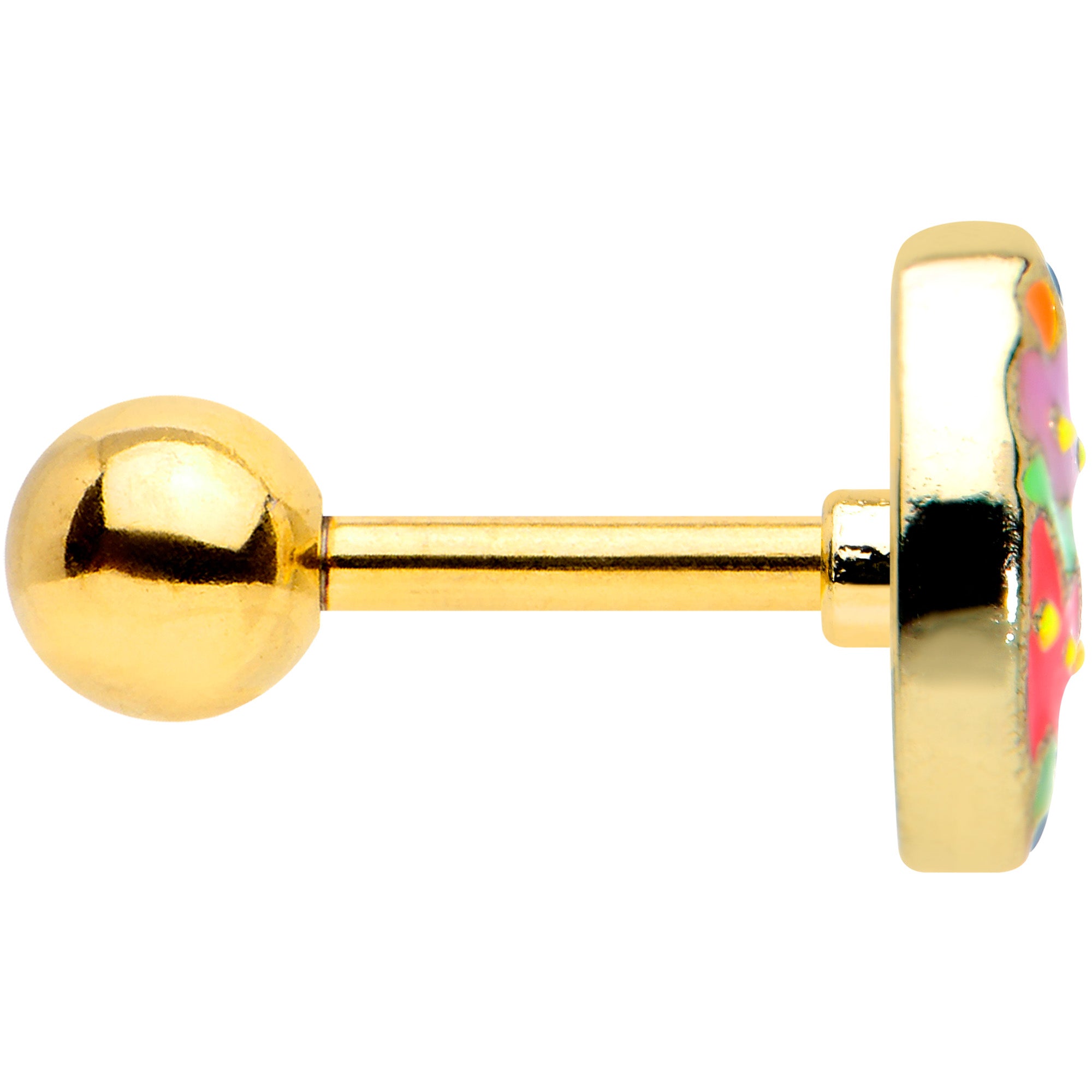 16G 1/4 Gold Tone Funky Painted Easter Egg Cartilage Tragus