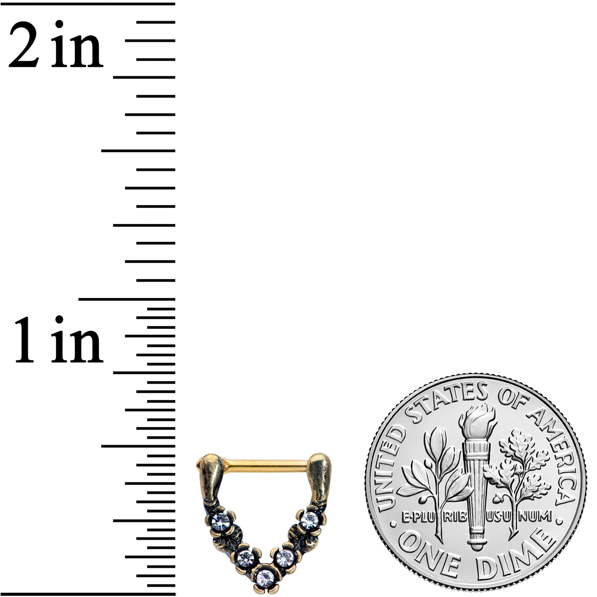 16G 5/16 Clear Gem Gold Tone Flower Vee Cartilage Clicker