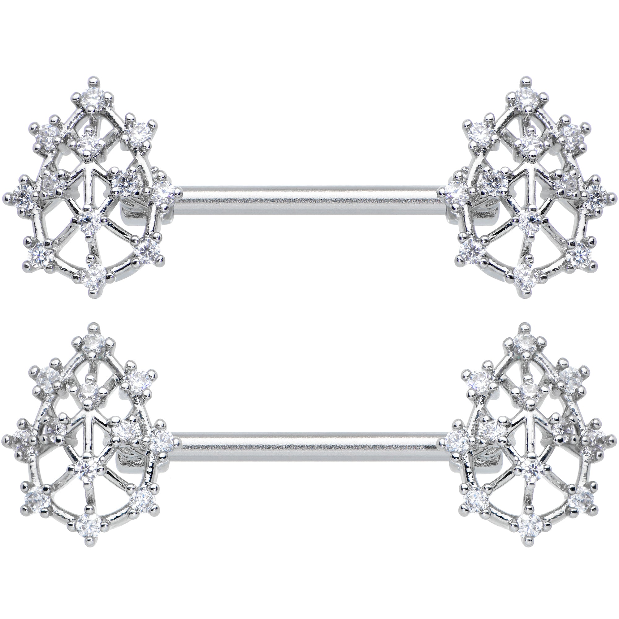 14G 9/16 Clear CZ Gem Constellation Barbell Nipple Ring Set