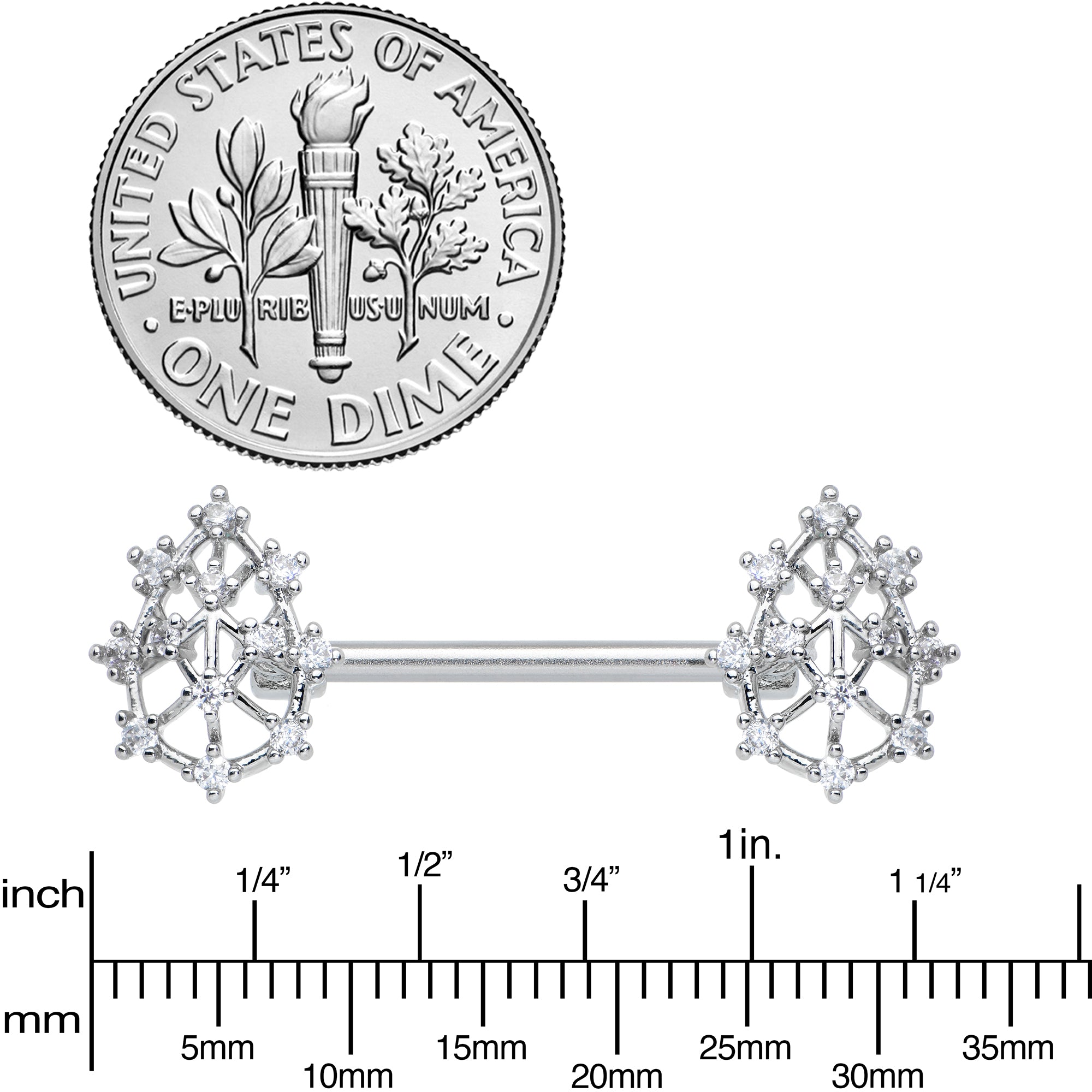 14G 9/16 Clear CZ Gem Constellation Barbell Nipple Ring Set