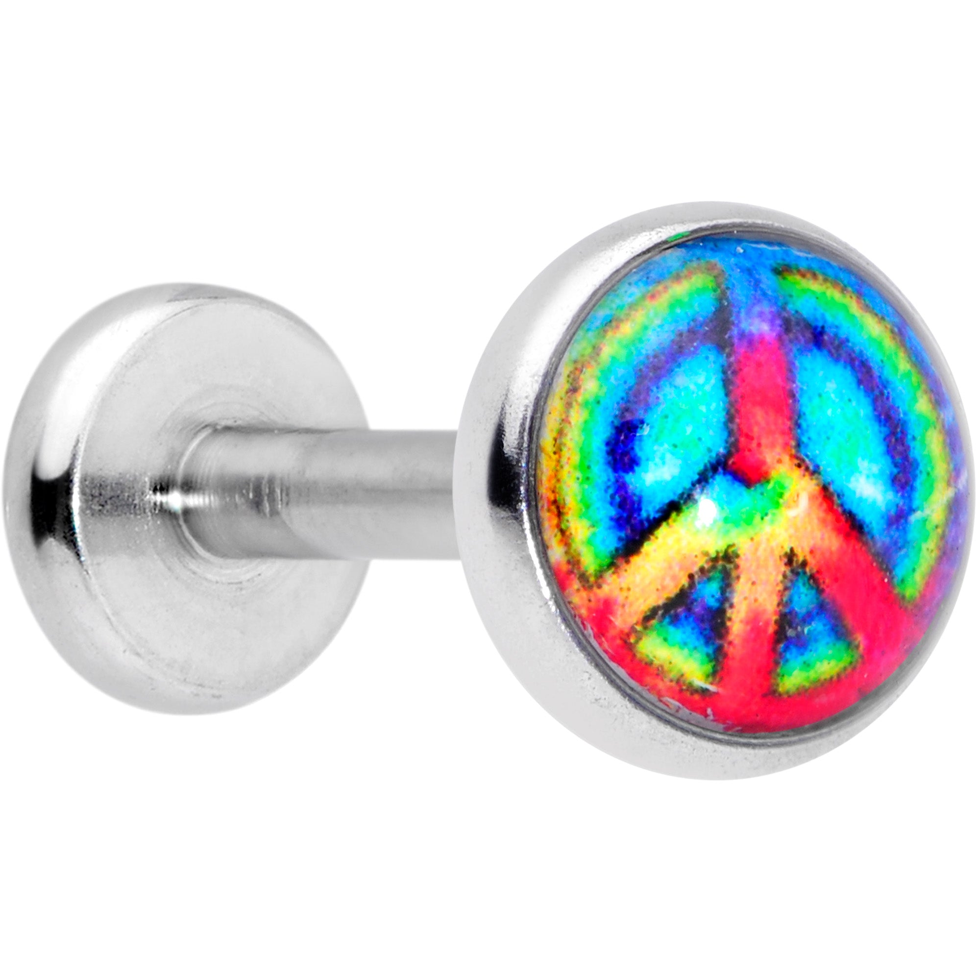 16G 5/16 Rainbow Tie Dye Peace Sign Labret Monroe Tragus