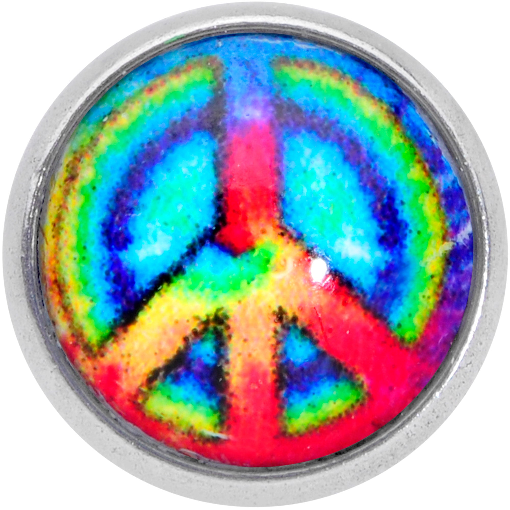16 Gauge 5/16 Rainbow Tie Dye Peace Sign Labret Monroe Tragus