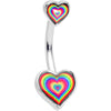 Rainbow Tie Dye Heart Valentines Day Double Mount Belly Ring