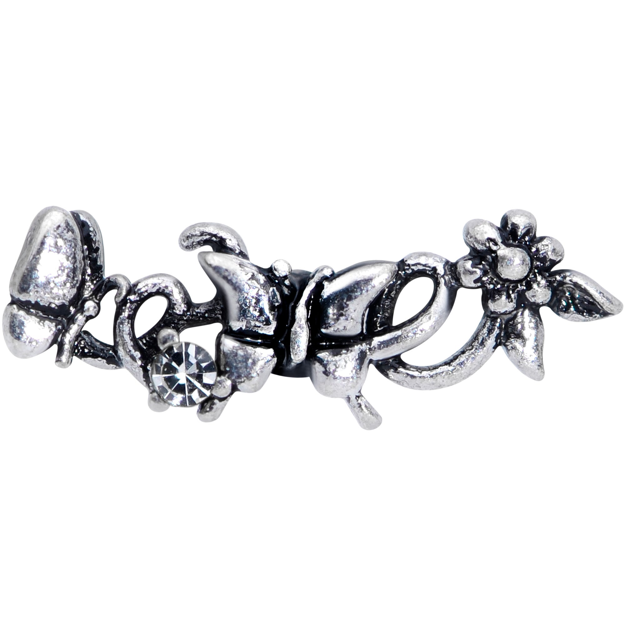 16G 1/4 Clear Gem Array of Butterflies Cartilage Tragus Earring