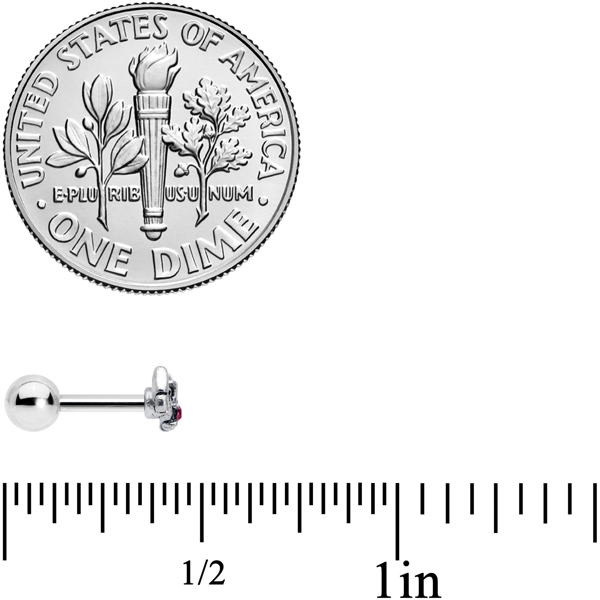 16G 1/4 Pink Gem Array of Butterflies Cartilage Tragus Earring