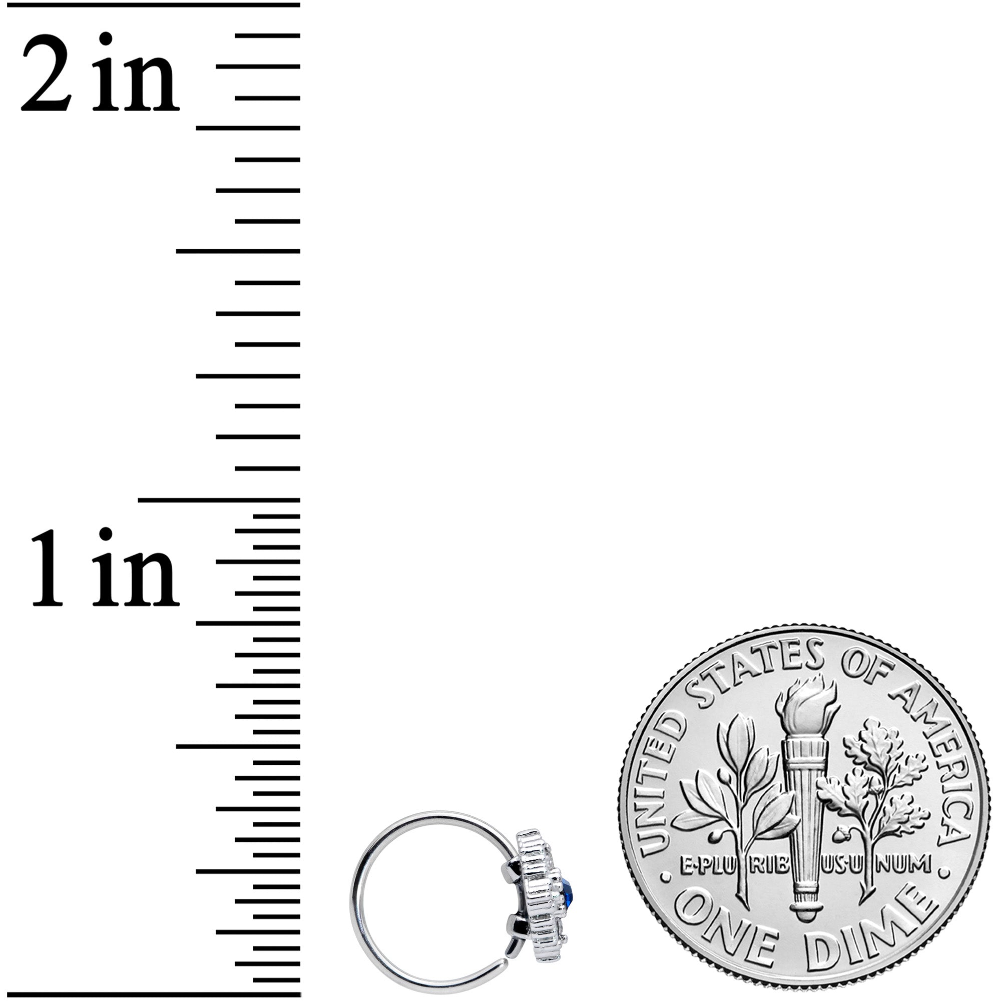 20G 5/16 Clear Blue Gem Textured Rhombus Cross Nose Hoop