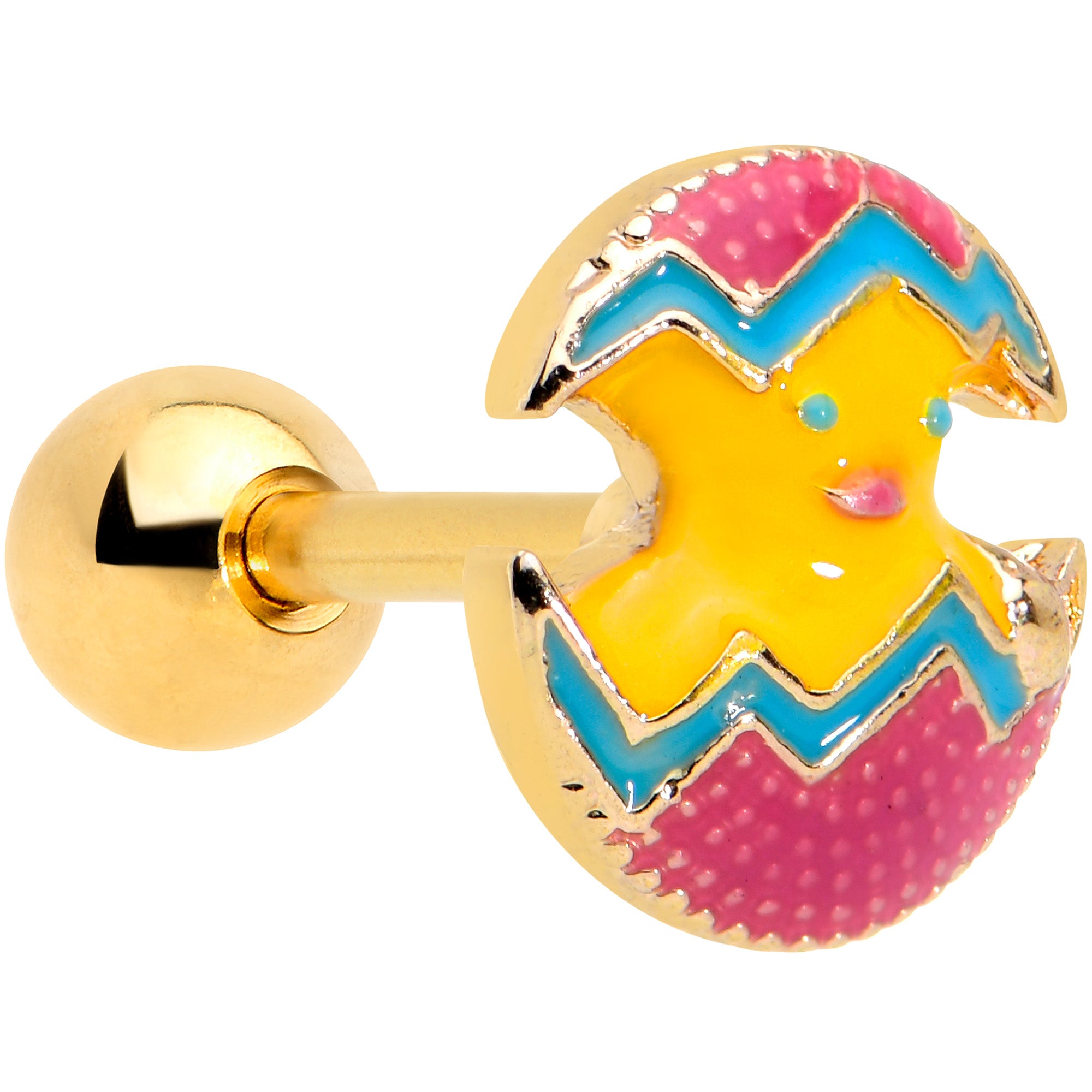 16G 1/4 Gold Tone Red Fancy Easter Chick Cartilage Tragus Earring