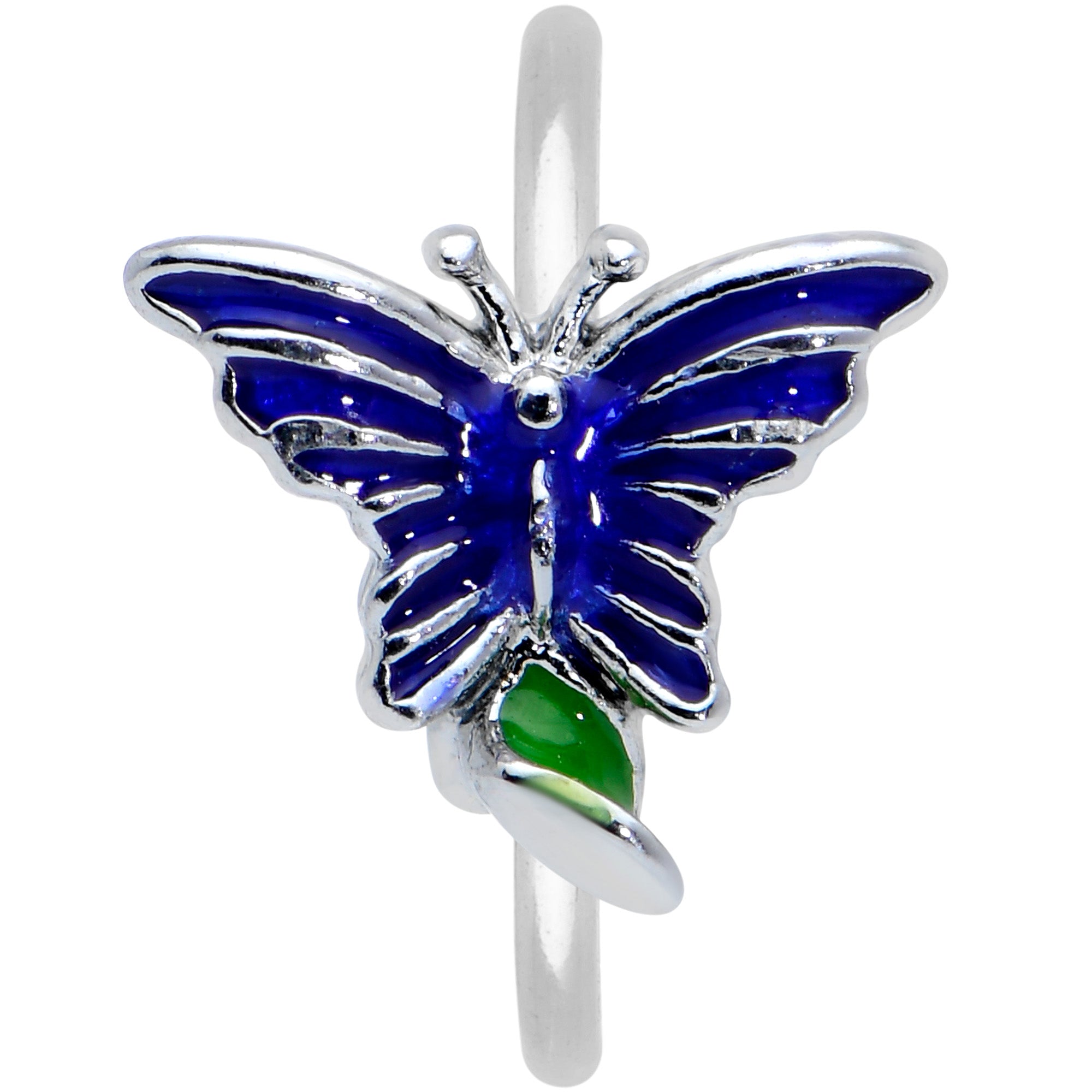 20G 5/16 Beautiful Blue Butterfly Nose Hoop