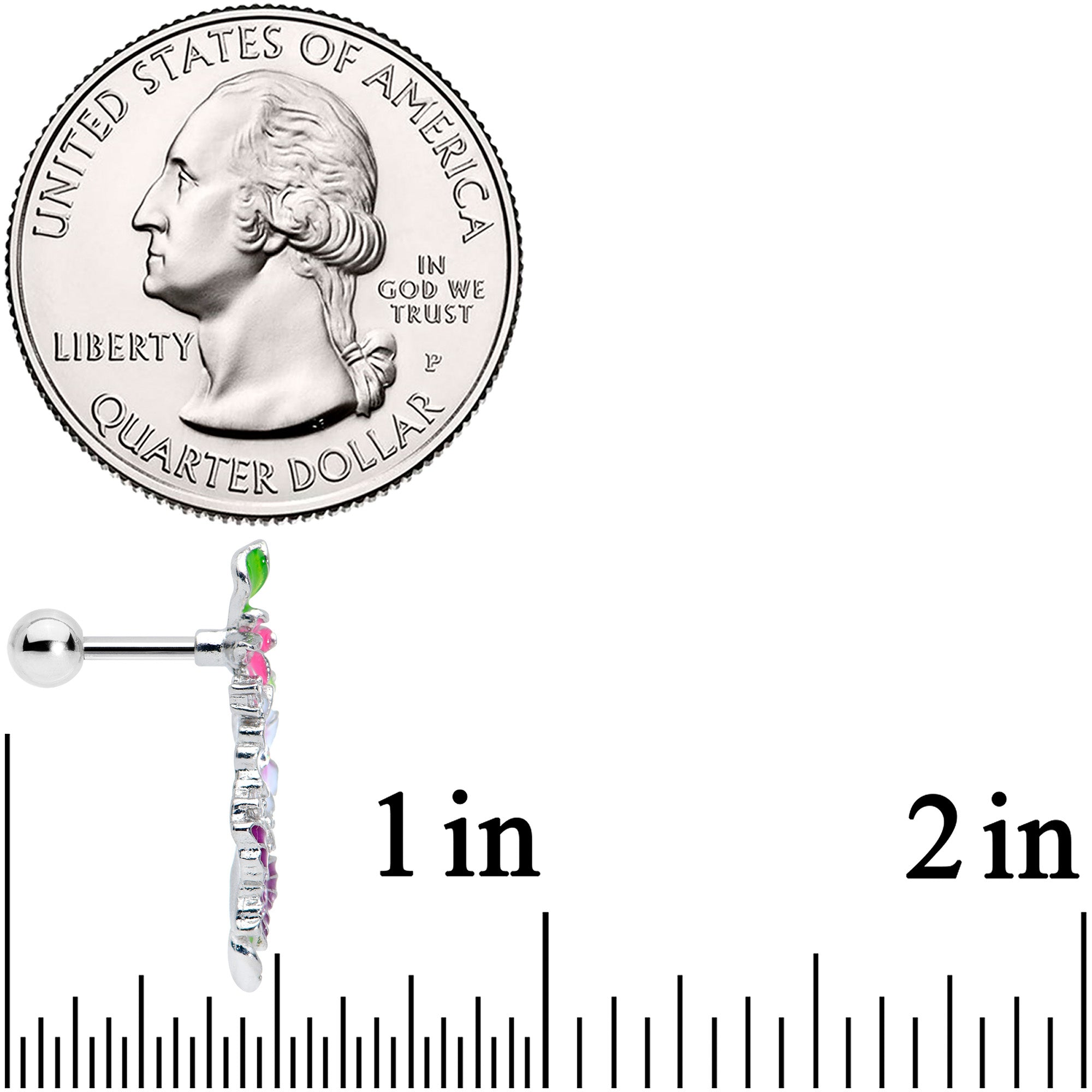 16G 1/4 Clear CZ Gem Flower Purple Butterfly Cartilage Tragus