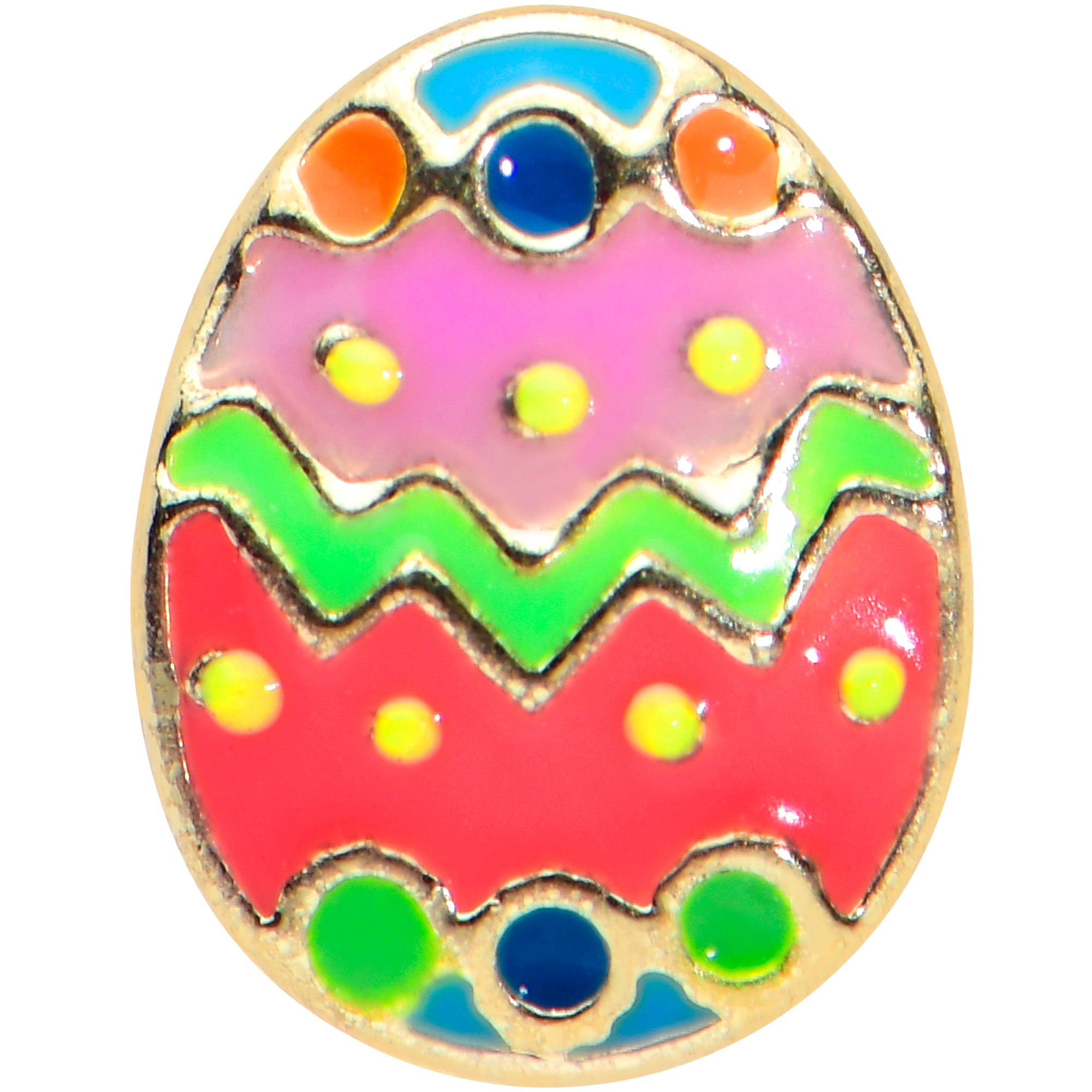 16G 5/16 Gold Tone Funky Painted Easter Egg Labret Monroe Tragus