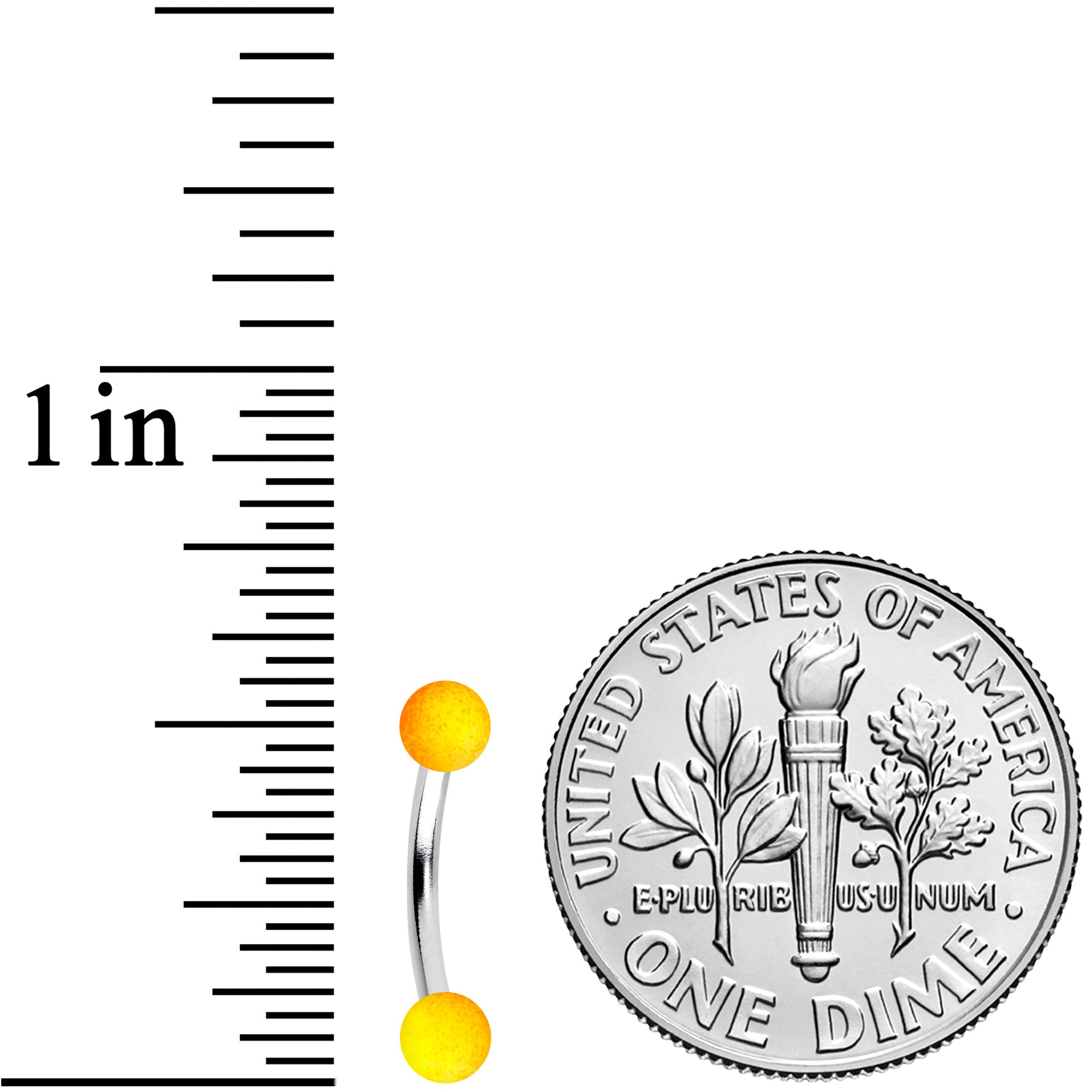 16G 5/16 Orange Yellow Ombre Soft Finish Curved Eyebrow Ring