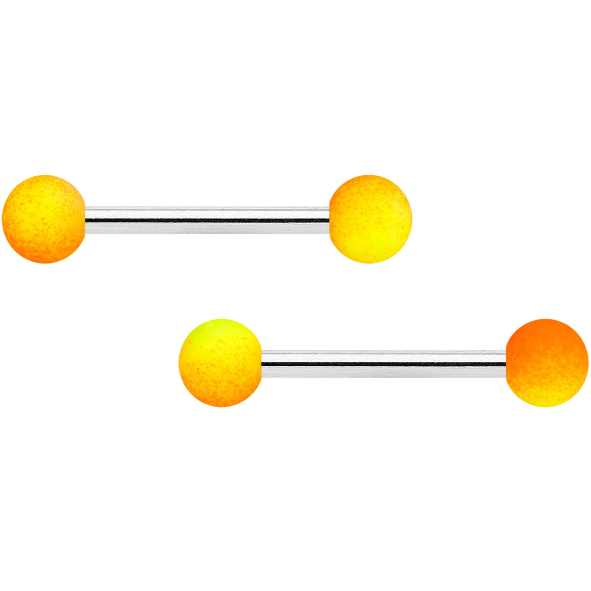 14G 9/16 Orange Yellow Ombre Soft Finish Barbell Nipple Ring Set