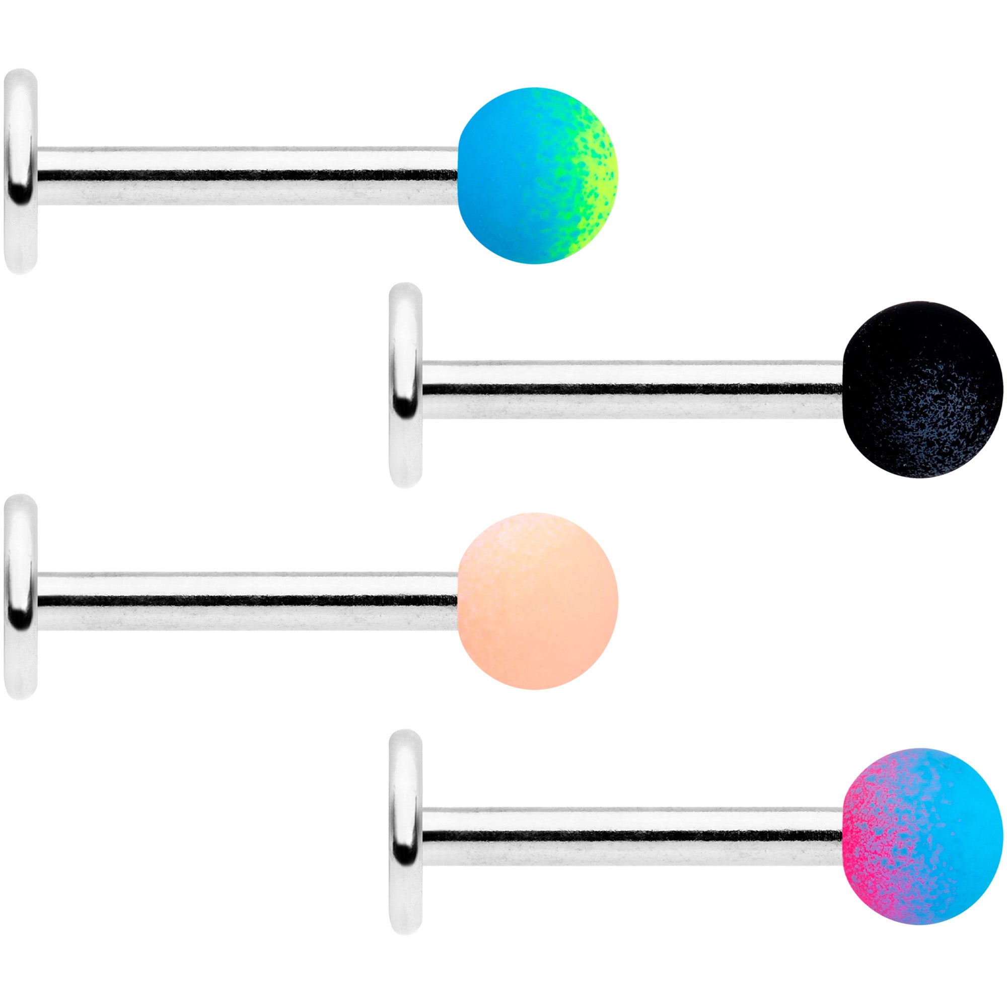 16G 5/16 Green Purple Blue Pink Soft Ombre Labret Tragus Set of 4