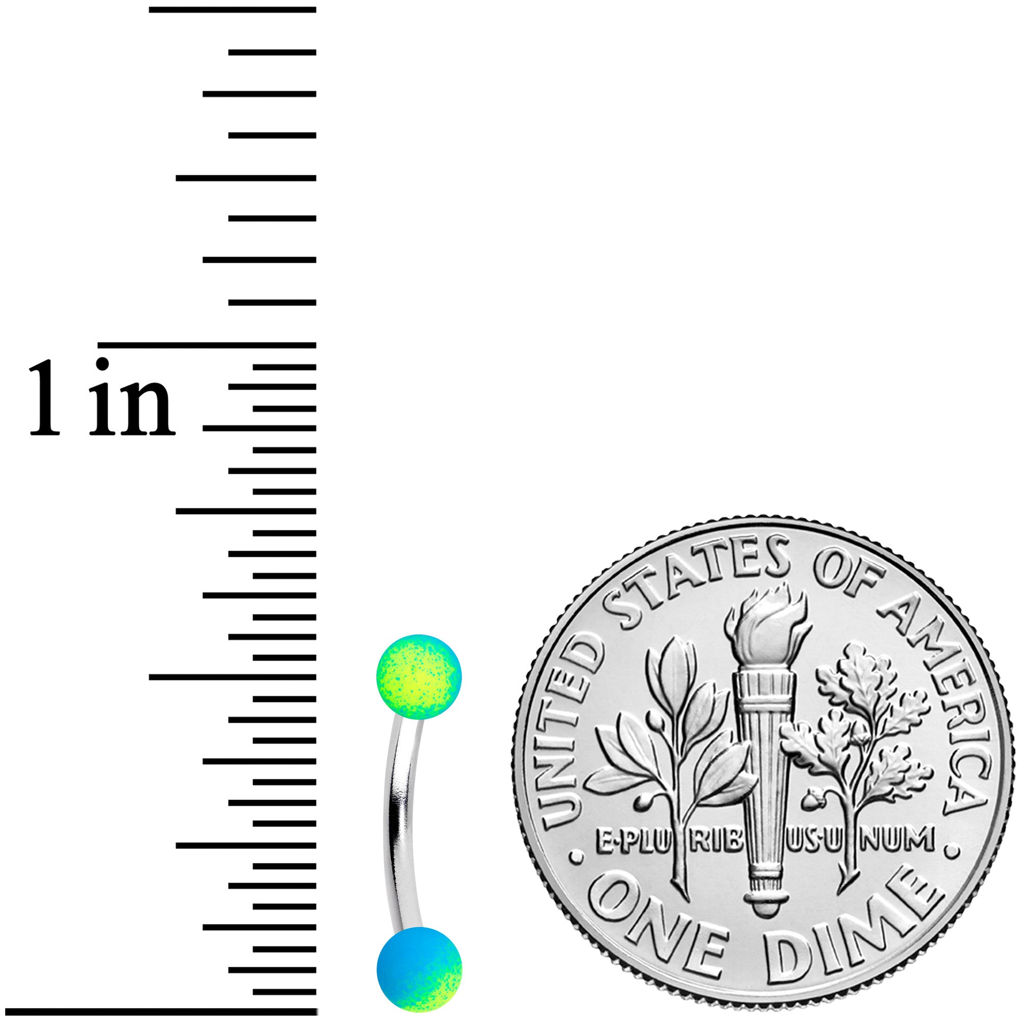 16G 5/16 Blue Pink Green Ombre Soft Finish Eyebrow Ring Set of 4