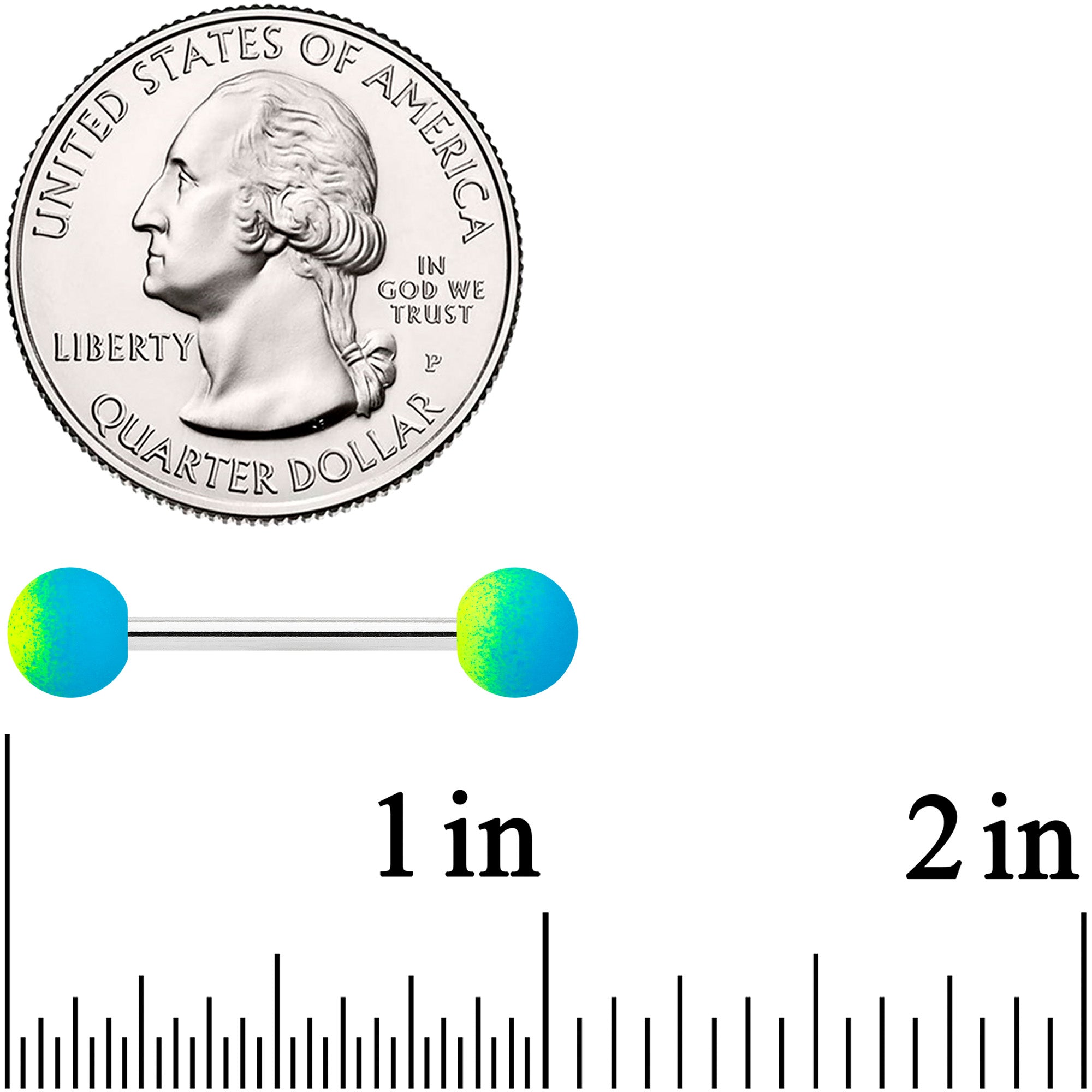 Blue Green Ombre Soft Finish Barbell Tongue Ring